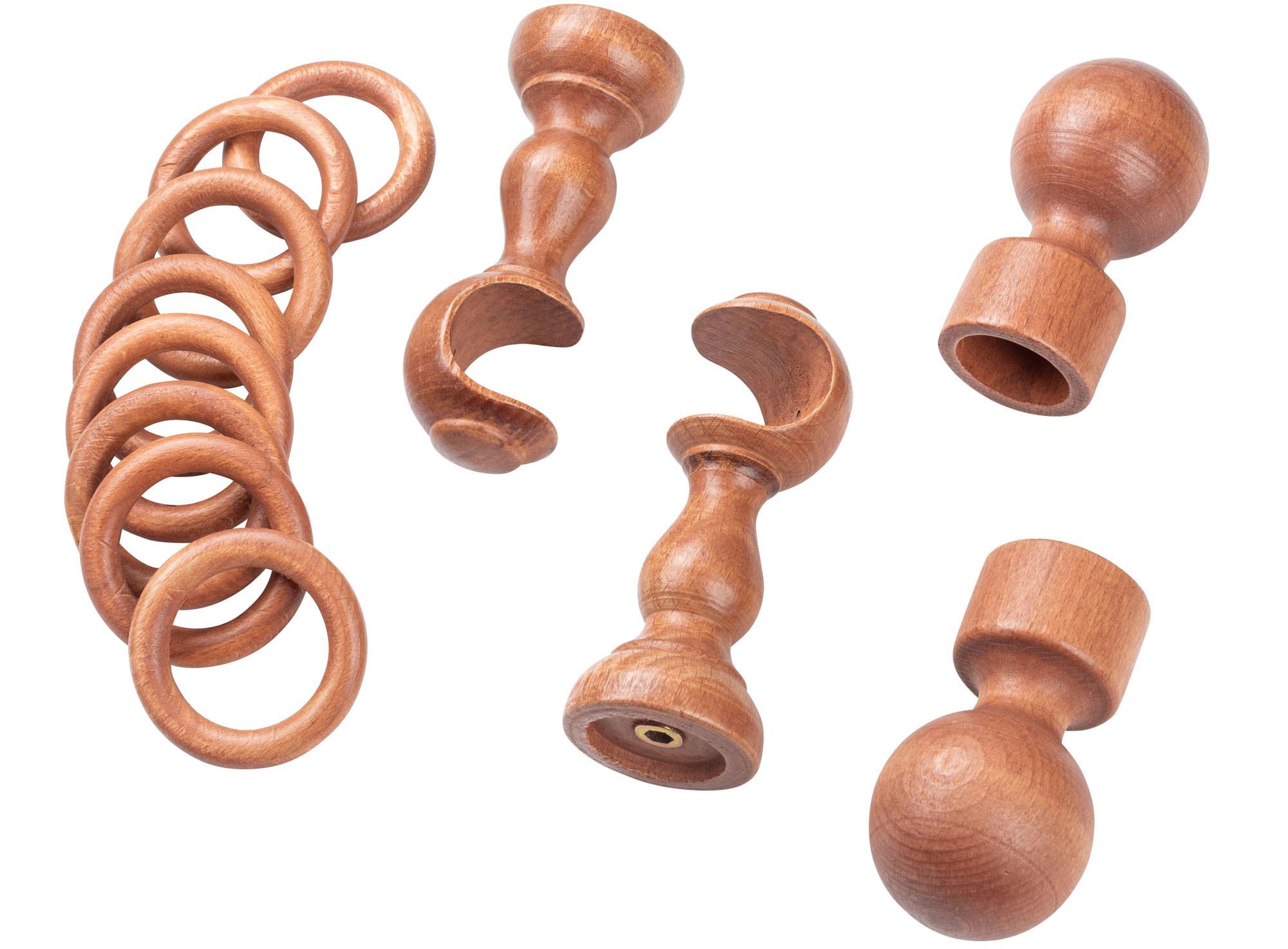 SN DECO GROUP Gardinenstange »Giro«, 1 läufig-läufig, Fixmass, 28 mm, Holz, verschiedenen Längen und Farbe, Komplettset