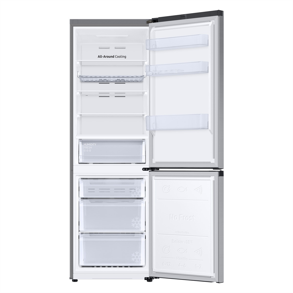 Samsung Kühl-/Gefrierkombination »Samsung Kühl-Gefrierkombination RB7300, 344l, D, WiFi, Silber mit Griffmulde«, 185.3 cm hoch, 59.5 cm breit