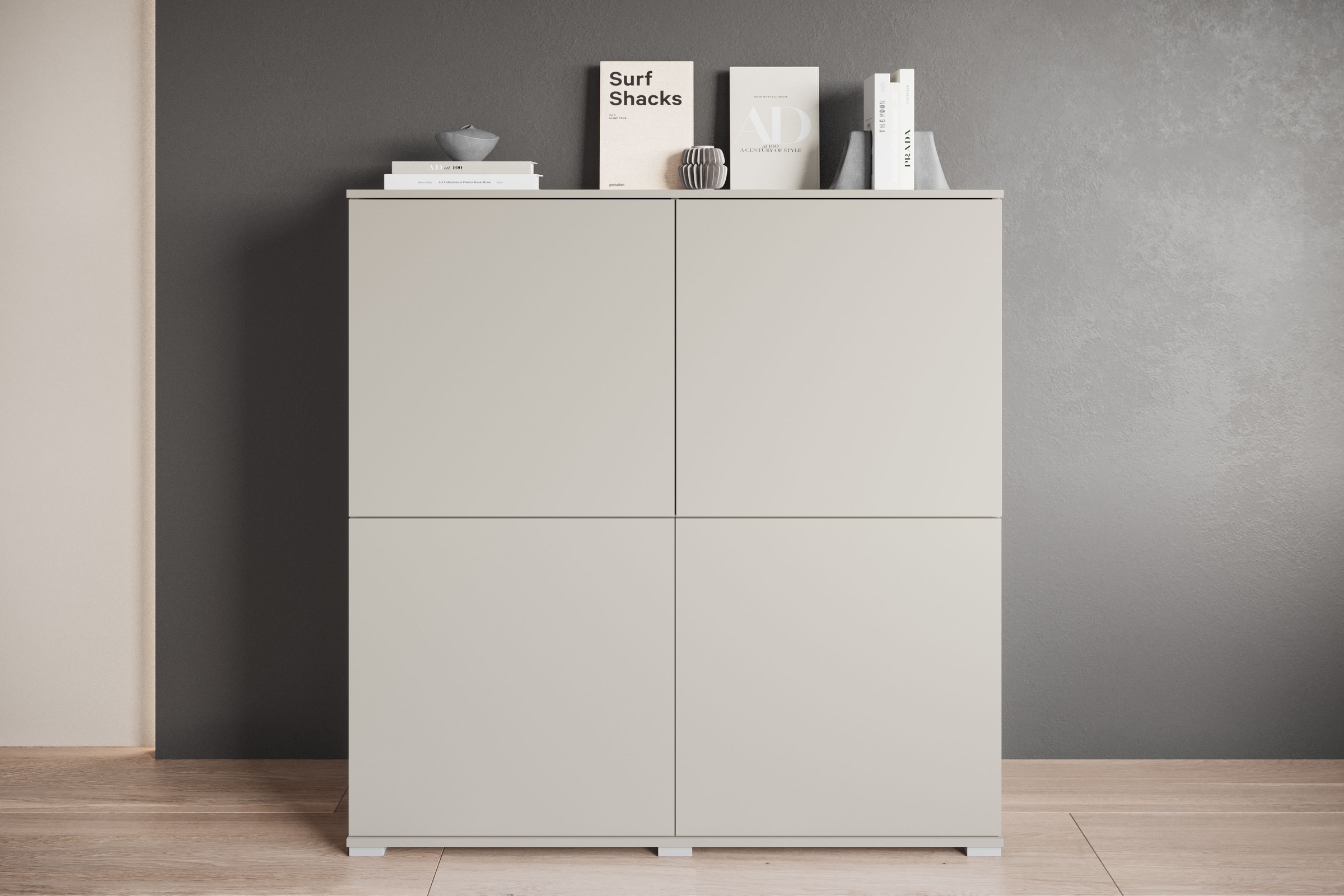 Image of GOODproduct Highboard "Kenia, moderne grifflose Hochkommode mit 4 Türen, Breite 120 cm" 1 Stk. tlg. Push-to-Open-Fronten, höhenverstellbaren Einlegeböden