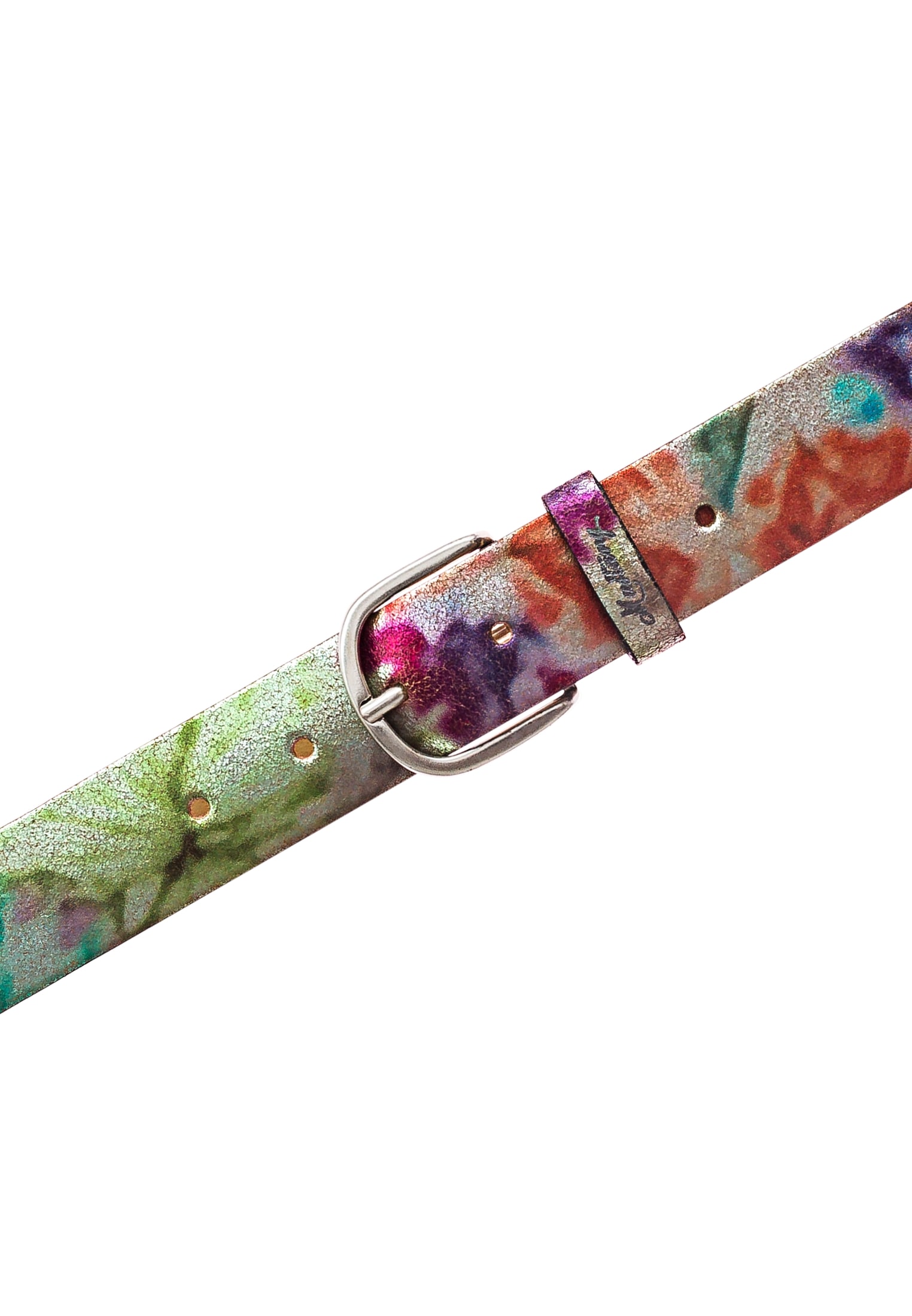 MUSTANG Ceinture en cuir 1 cuis Mit floralem Print und Schliesse in poliertem Silber, 3,5 cm