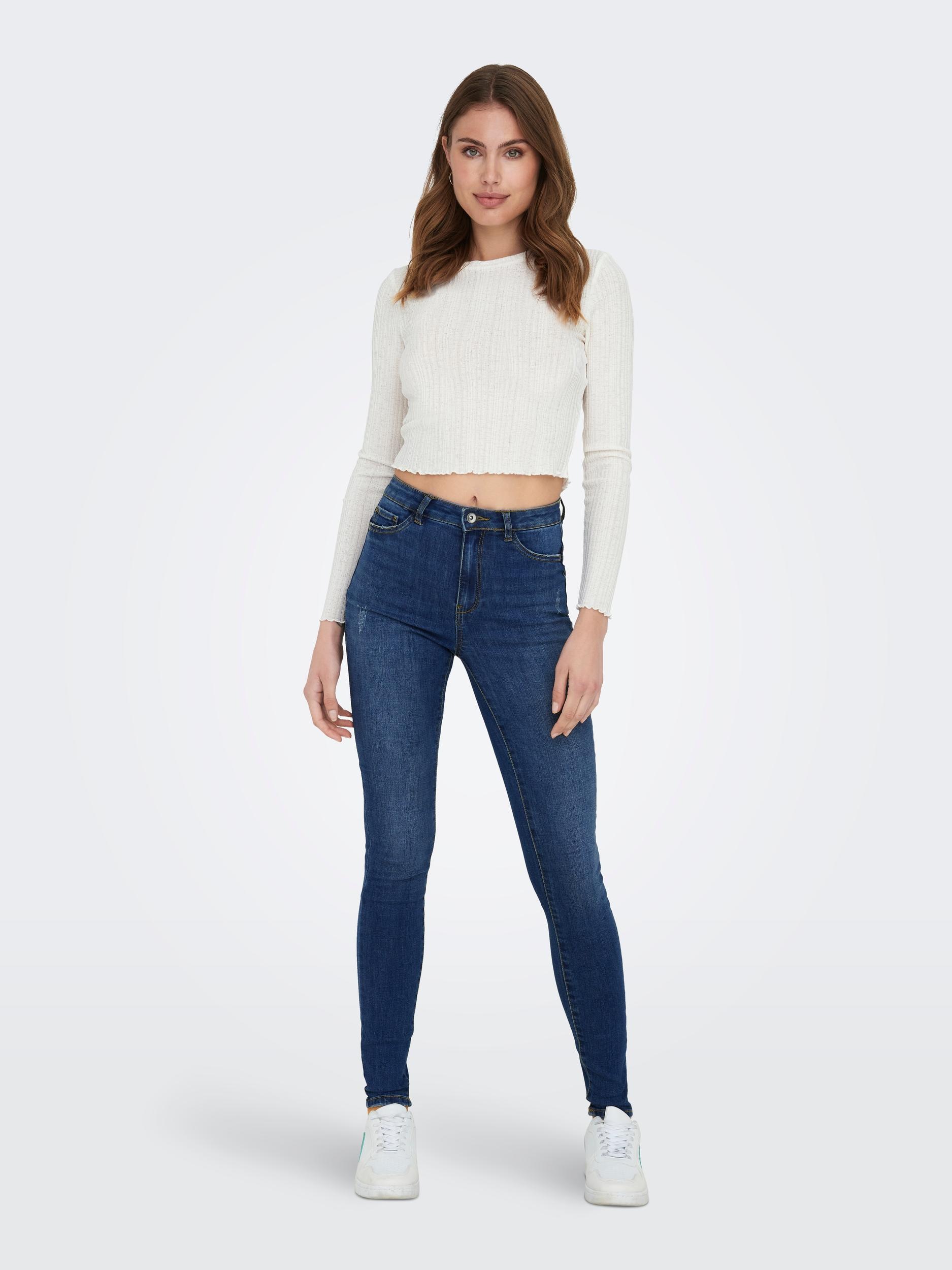 ONLY Skinny-fit-Jeans »ONLROSE – Skinny-Jeans mit hoher Taille und modischer Waschung«, skinny fit, modisch, Denim, Baumwollmischung