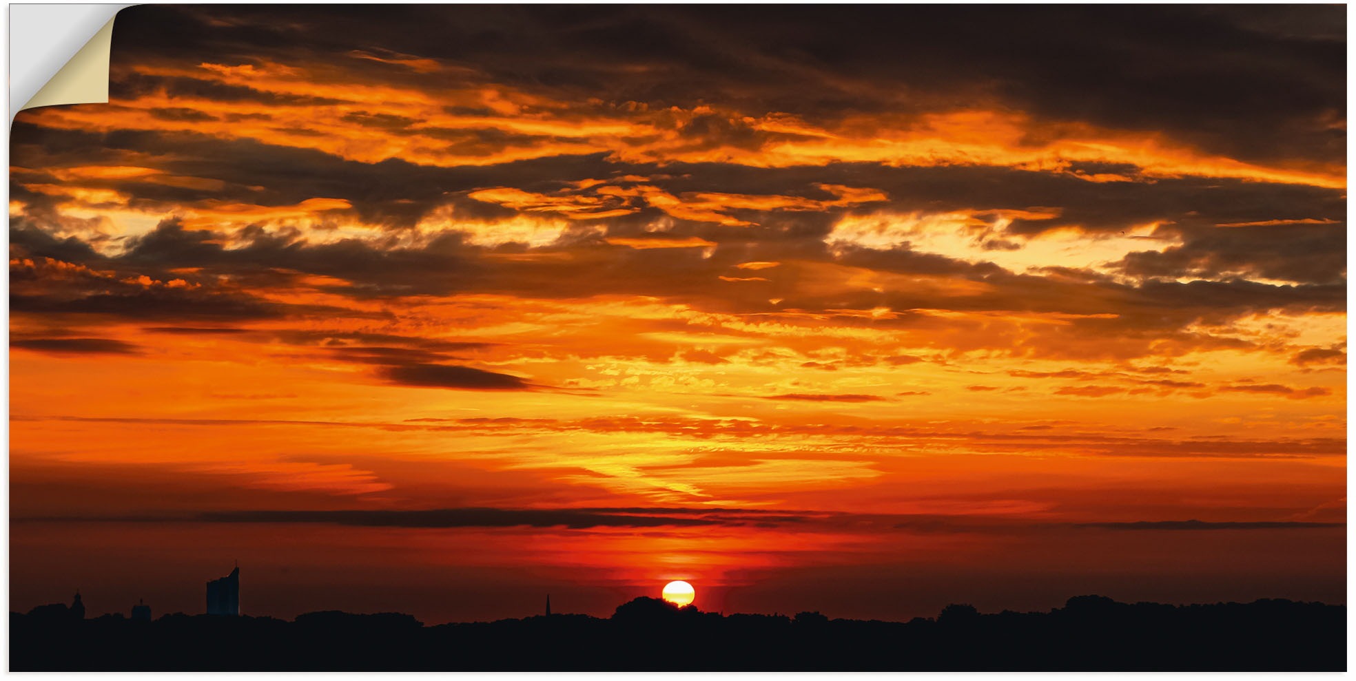 Image of Artland Wandbild »Sonnenuntergang über Leipzig«, Bilder vom Sonnenuntergang & -aufgang, (1 St.), in vielen Grössen & Produktarten, Alubild, Leinwandbild, Poster, Wandaufkleber bei Ackermann Versand Schweiz