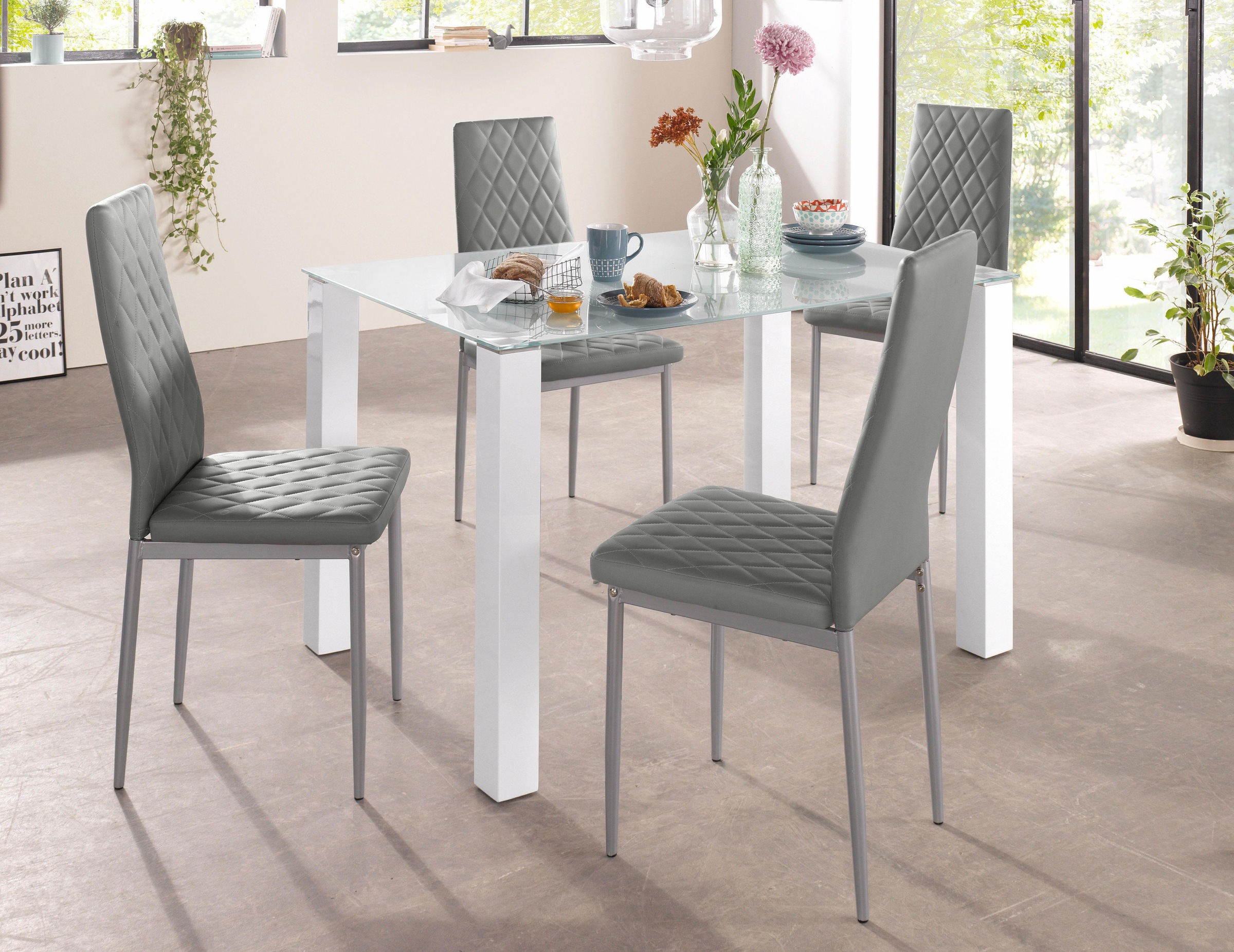 Image of GOODproduct Essgruppe Set: Glastisch, Breite 120 x 80 cm mit 4 Stühlen