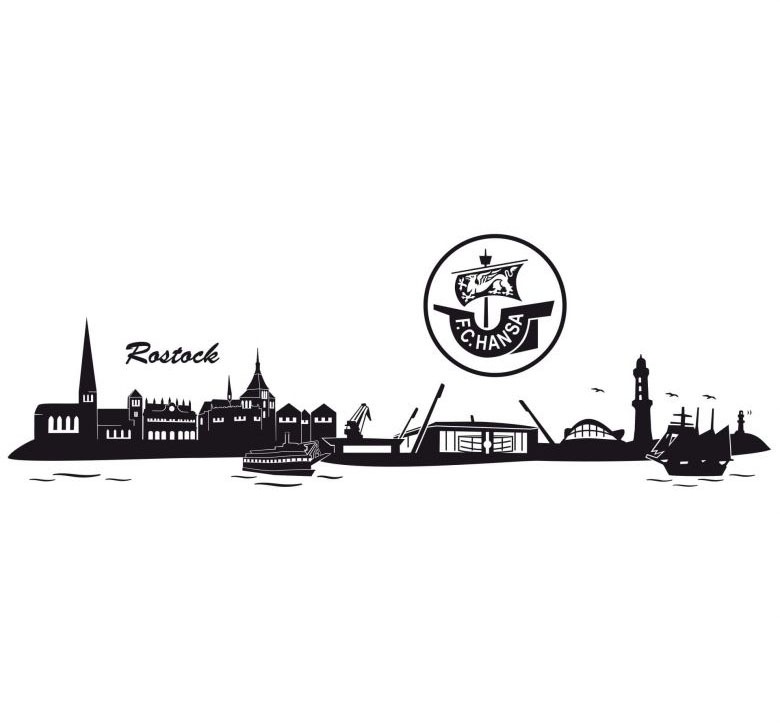 jetzt »Hansa Wall-Art Rostock Wandtattoo + Logo«, (1 kaufen Skyline St.)