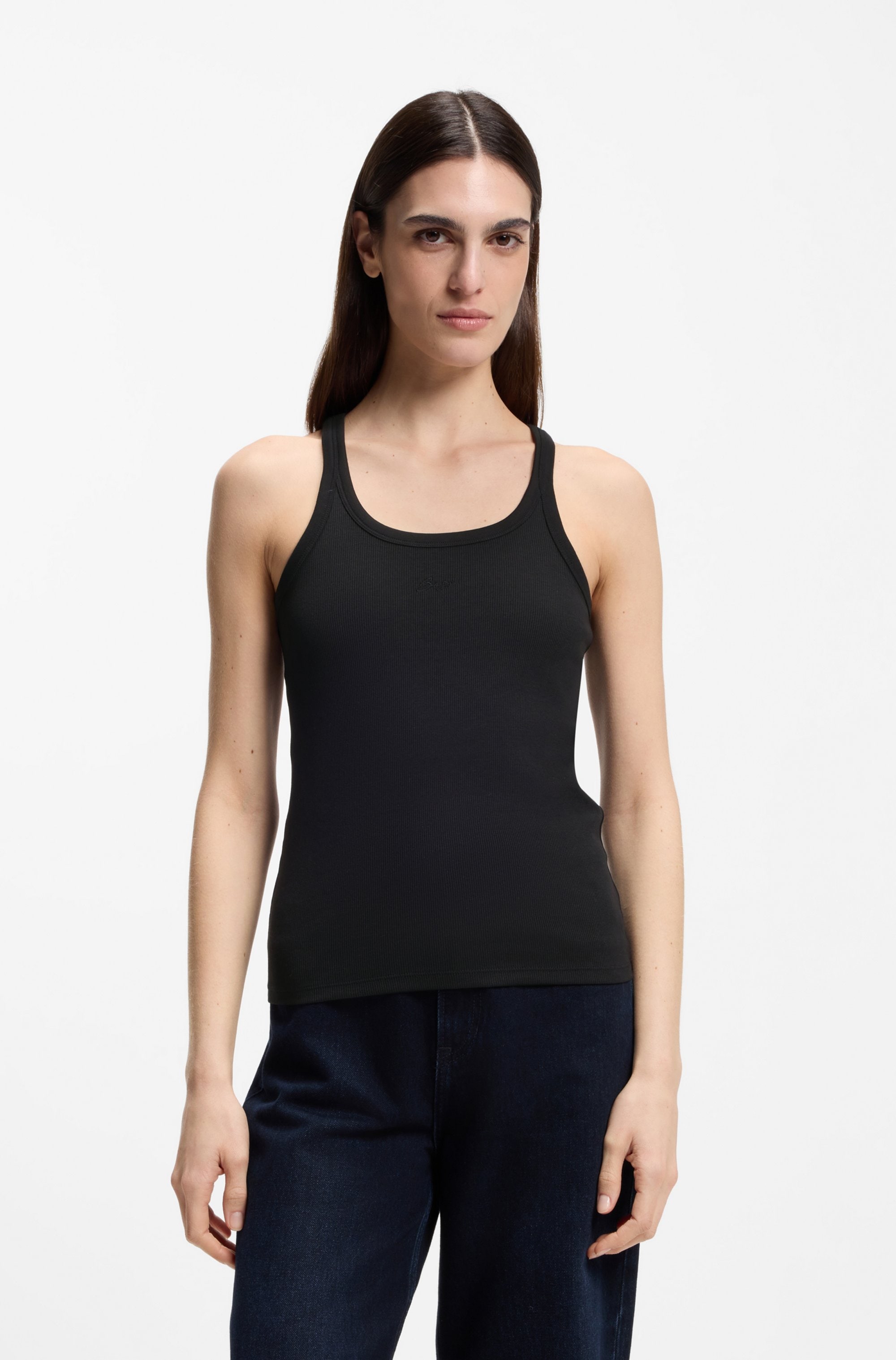 BOSS ORANGE Débardeur à côtes »Epetite Premium Damenmode« coupe slim avec broderie de logo