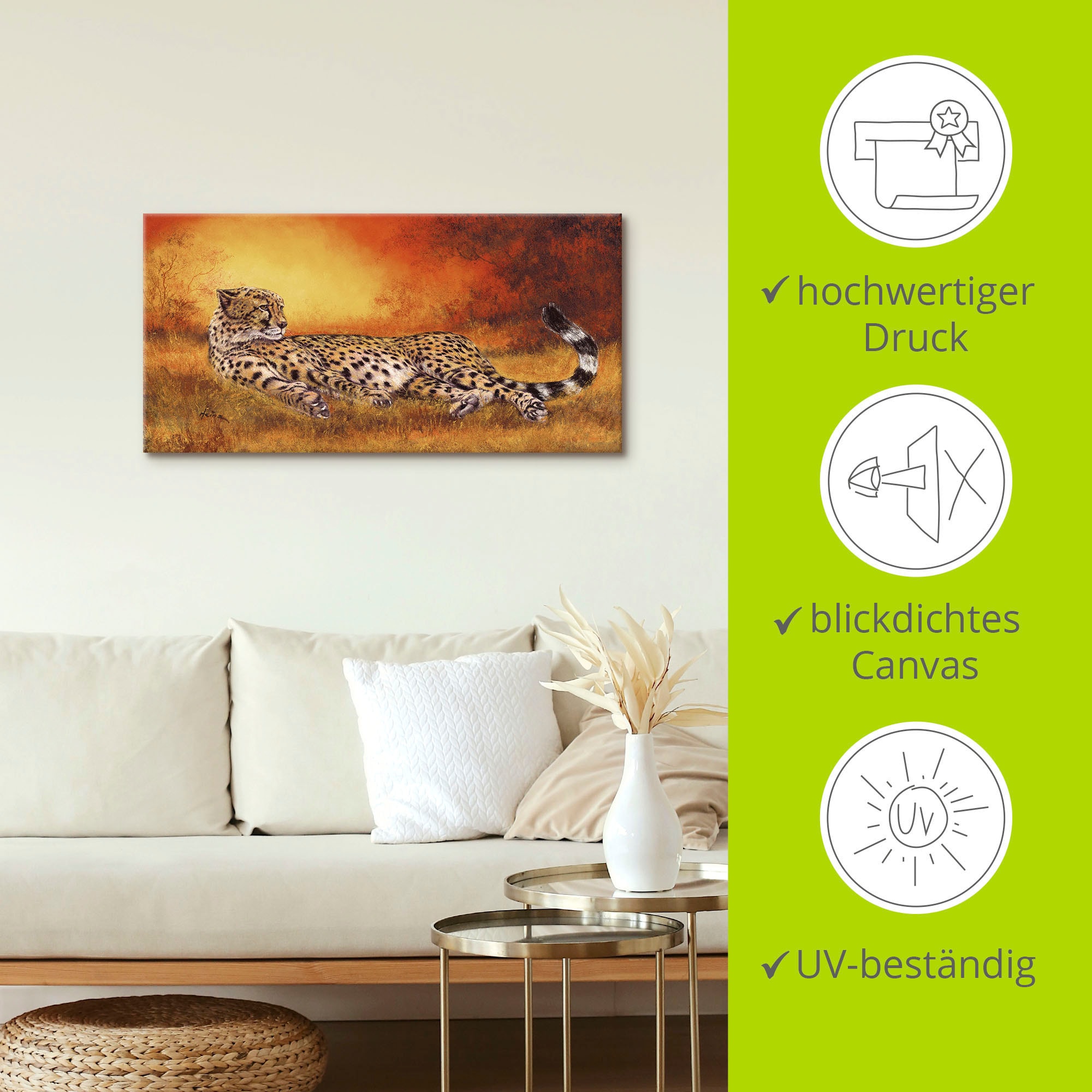 Artland Wandbild »Gepard«, Geparden Bilder, (1 St.), als Alubild, Outdoorbild, Leinwandbild, Poster, Wandaufkleber