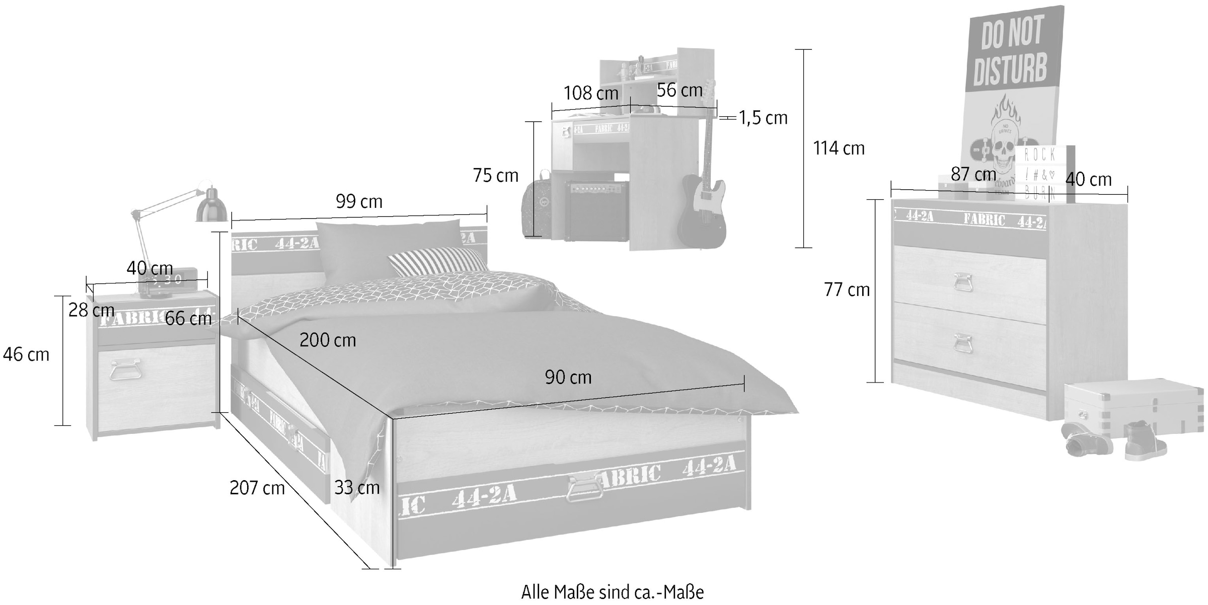 Parisot Set de chambre d'adolescent »Parisot Fabric 13« Set, 5-teilig, 5 tlg.