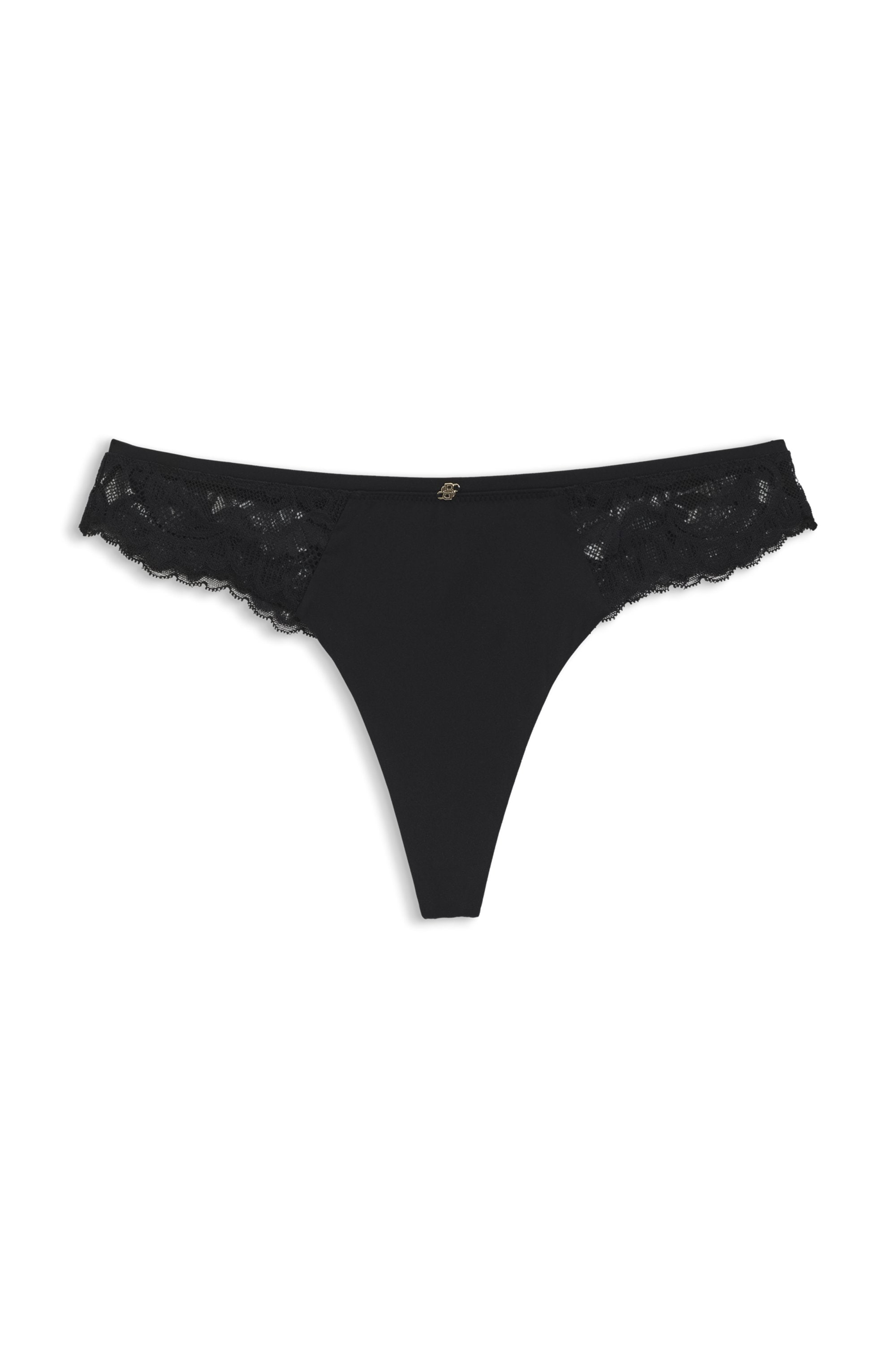 BOSS Tanga »BLOSSOM« aus Spitze mit plissiertem Mesh und goldenem Anhänger