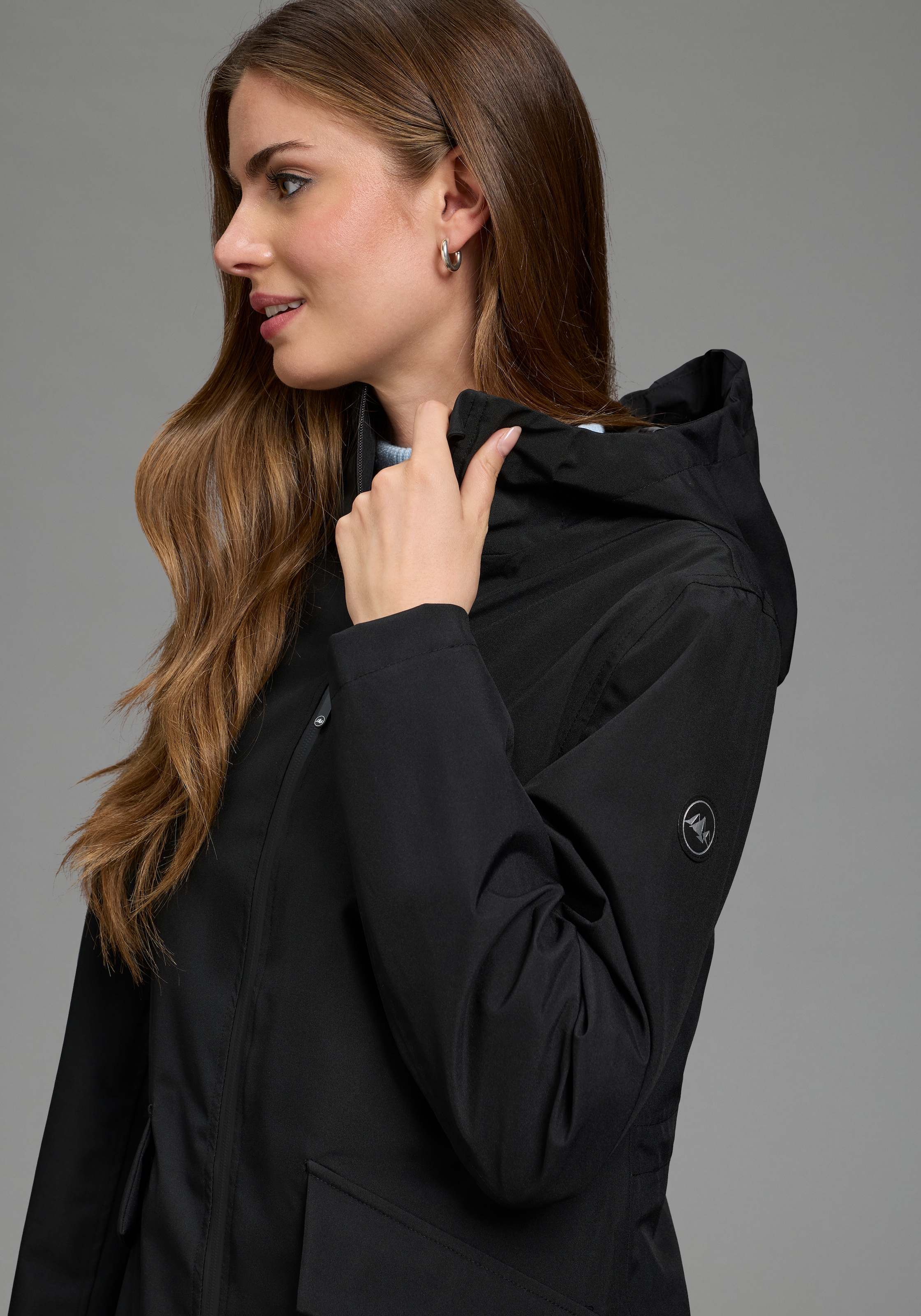 Polarino Veste fonctionnelle avec capuche léger & flexible, adapté à la pluie, imperméable, respirant