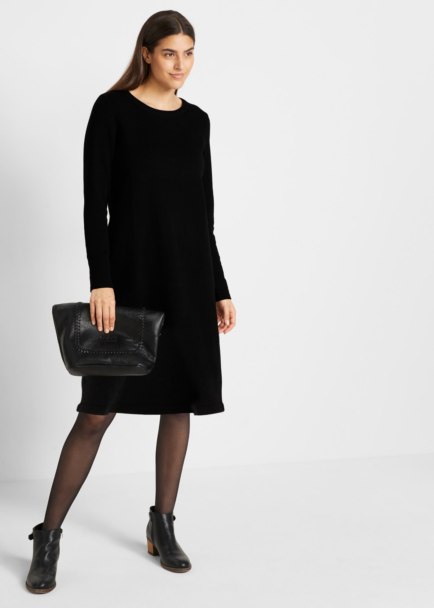 bonprix Robe en tricot Strickkleid mit recycelter Baumwolle