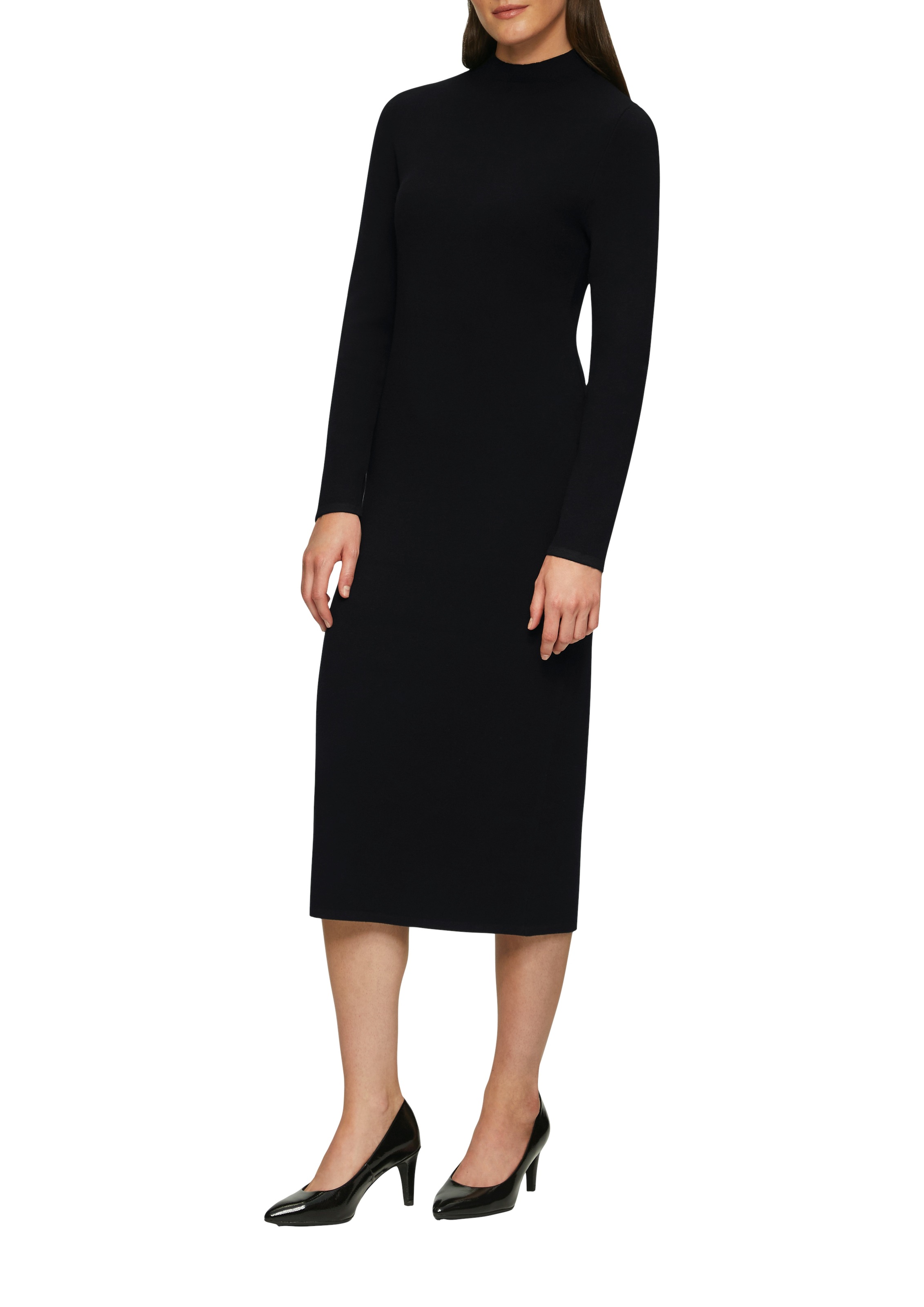 Image of s.Oliver BLACK LABEL Strickkleid Ohne Taschen 3/4 lang, mit Stehkragen