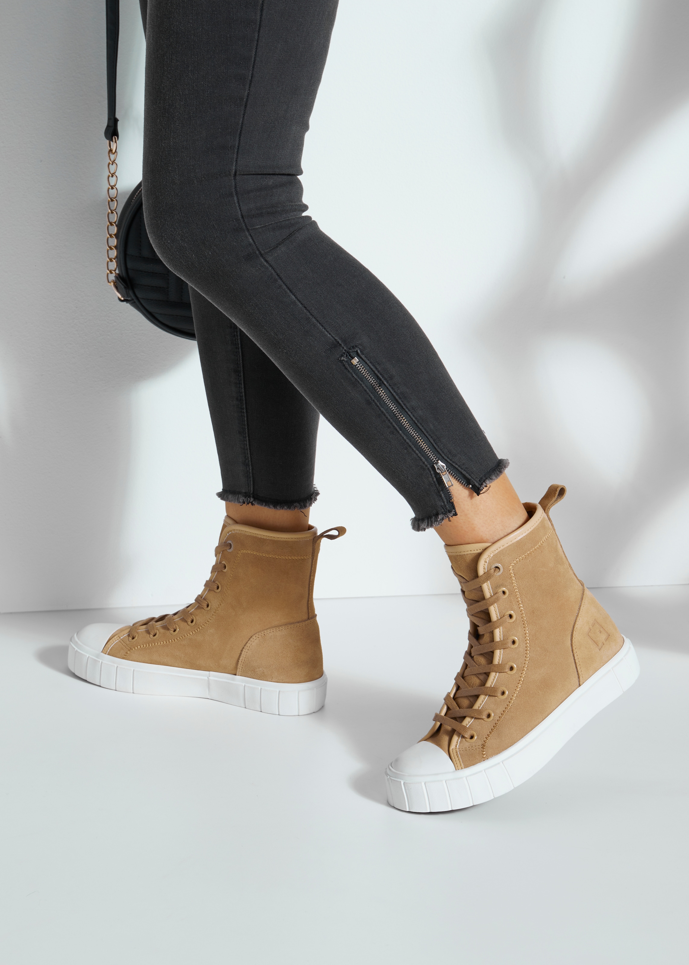 Elbsand Stiefelette, aus weichem Leder, High-Top-Sneaker, Schnür-Boots, Sommerstiefelette