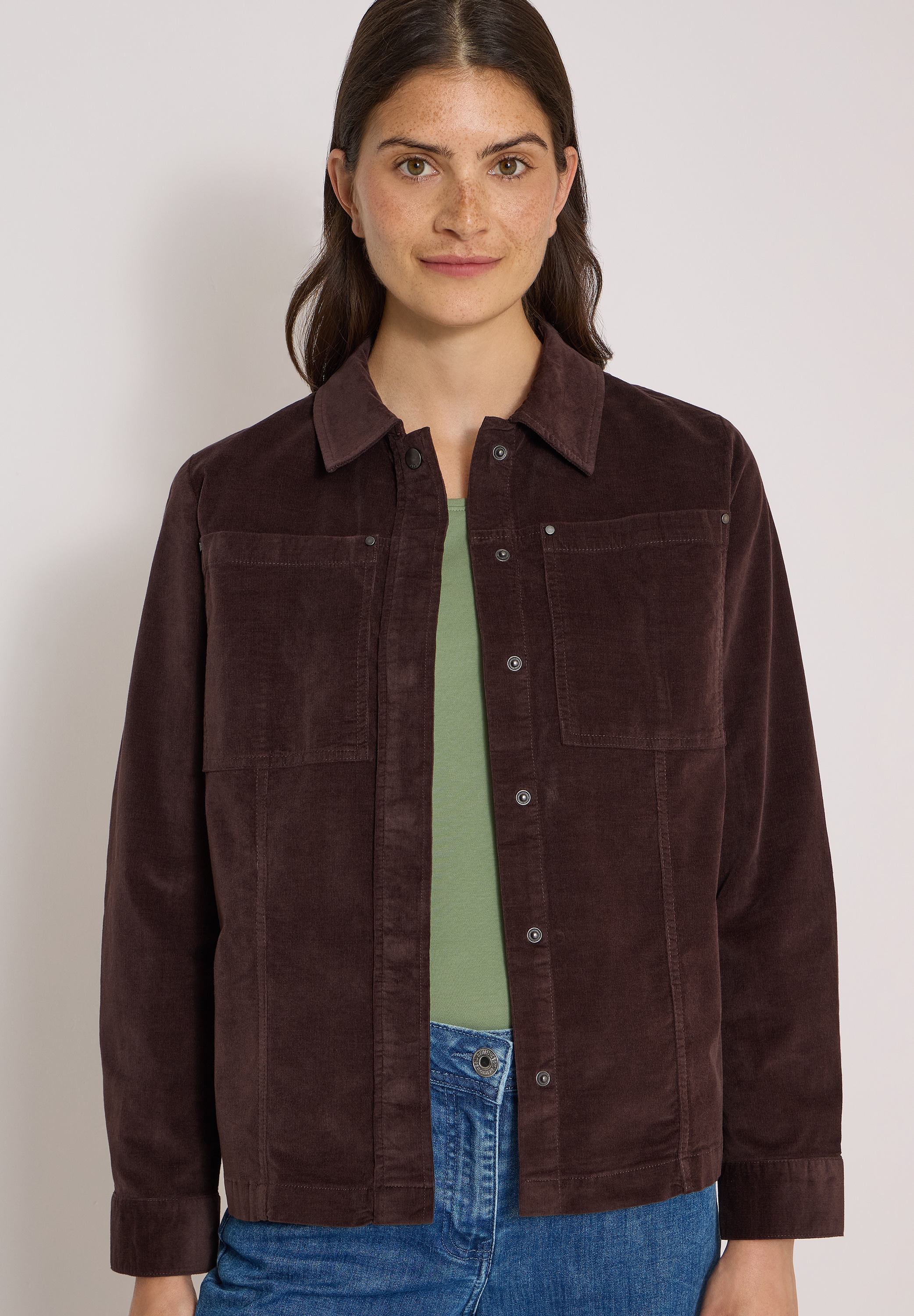Cecil Cordjacke Feincord Overshirt, Baumwollmix, Brusttaschen