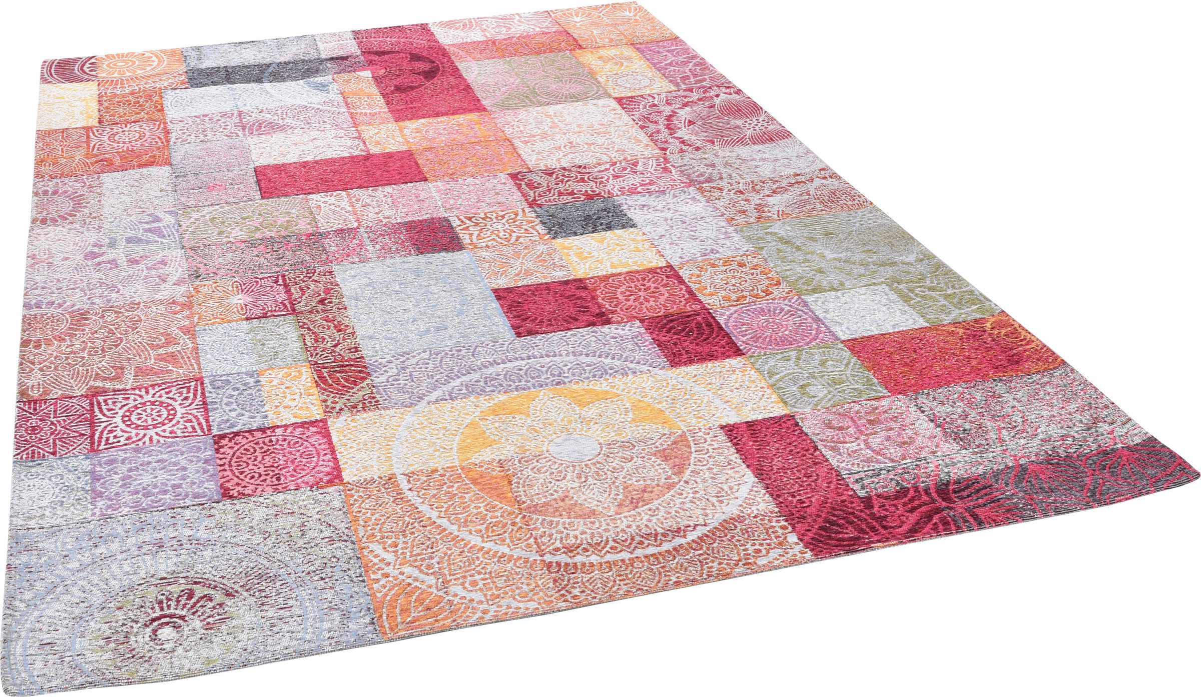 Image of Gino Falcone Teppich »Cosima-112«, rechteckig, 3 mm Höhe, flachgeweber Jaquard-Teppich, mit Chenillegarn, modernes Patchwork-Design mit Ornamenten, Wohnzimmer bei Ackermann Versand Schweiz