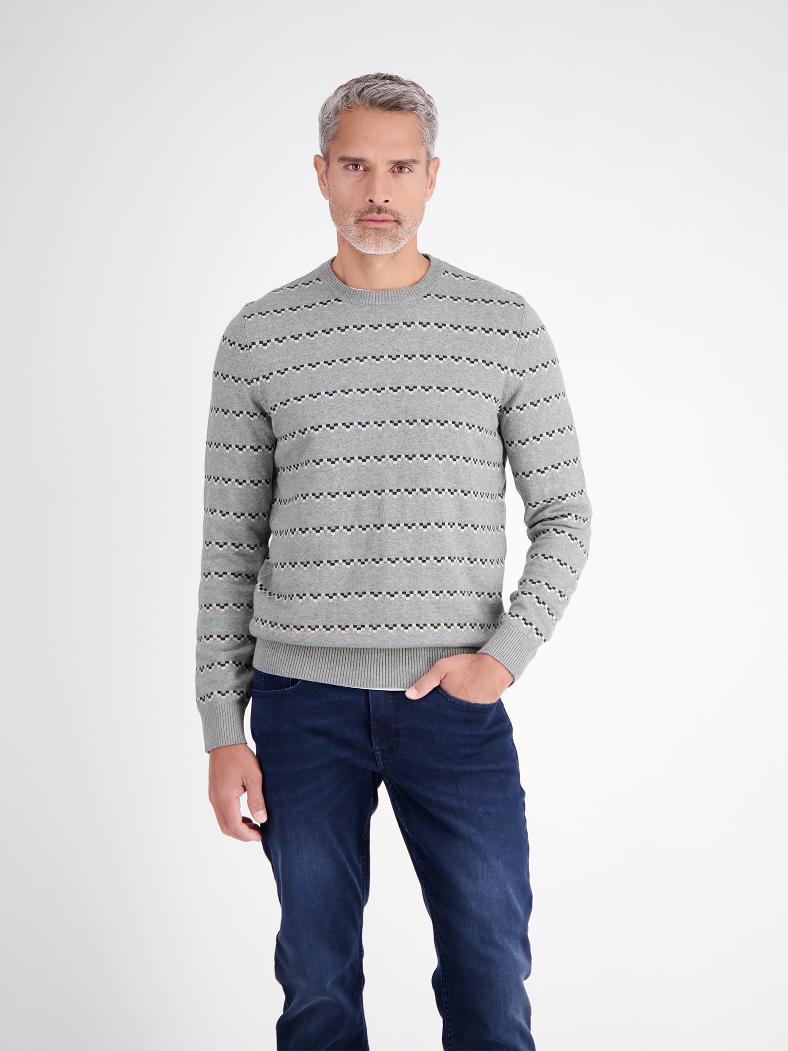 Image of LERROS Strickpullover Langarmpullover mit Jacquard-Streifen