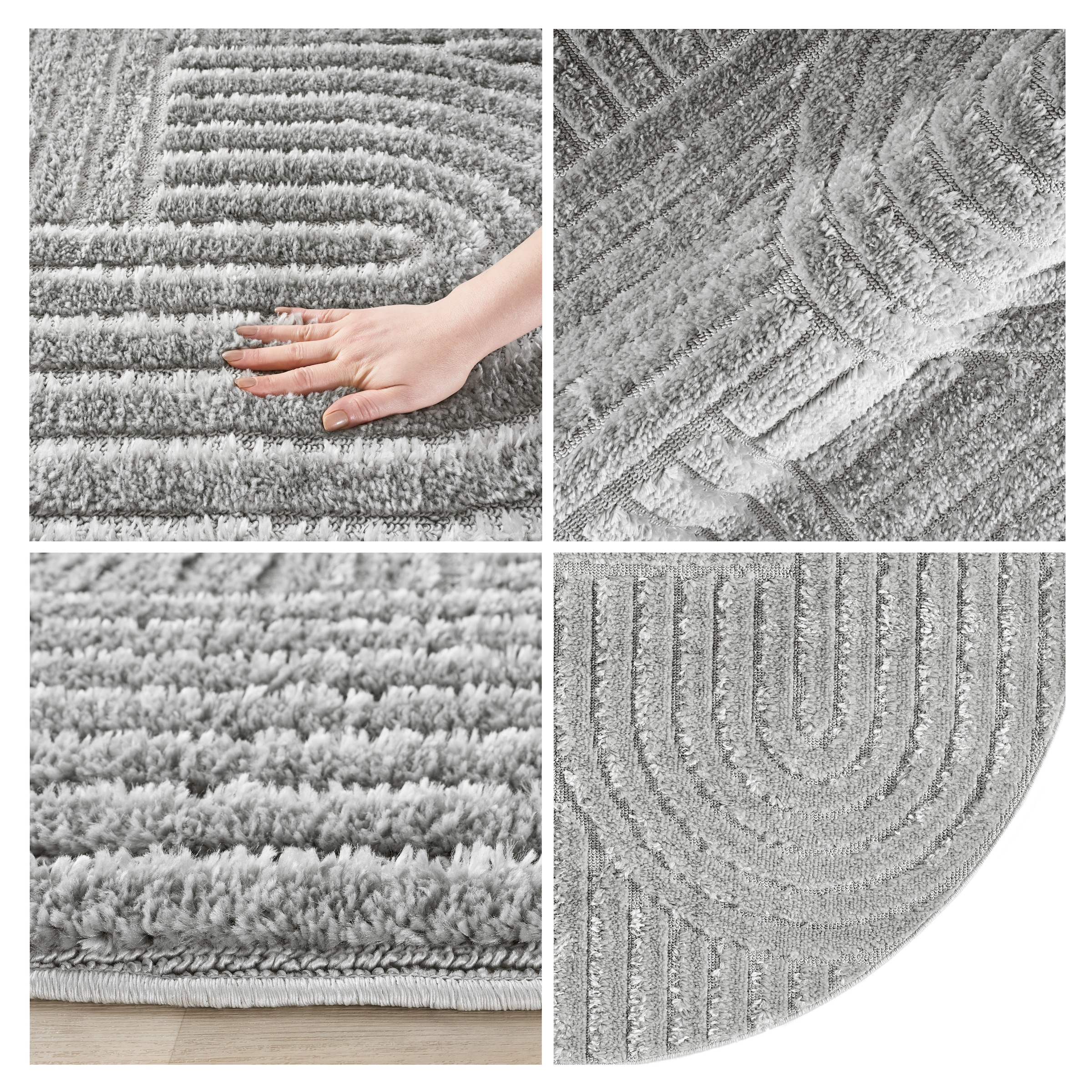 GOODproduct Teppich »Jonne, Boho-Design, Scandi, Designteppich« rund 20 mm Höhe Hoch-Tief, 3D Optik, skandinavischer Stil, Wohnzimmer, Schlafzimmer