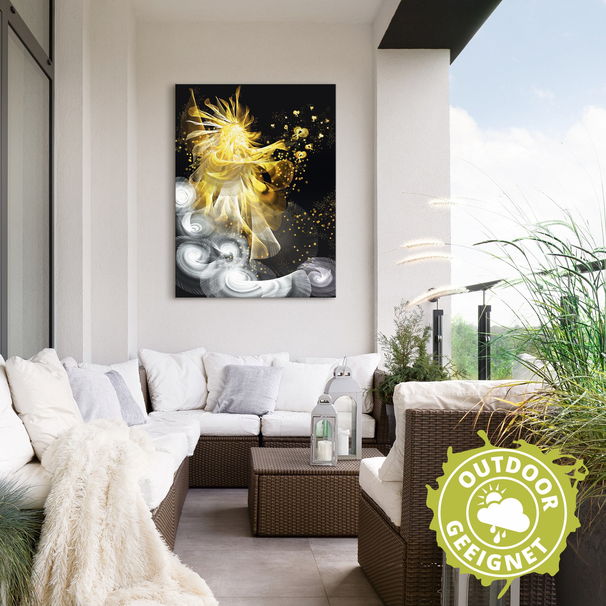 Artland Alu-Dibond-Druck »Goldener Schutzengel«, klassische Fantasie, (1 St.), für Innen- und Aussenbereich geeignet, Outdoorbild