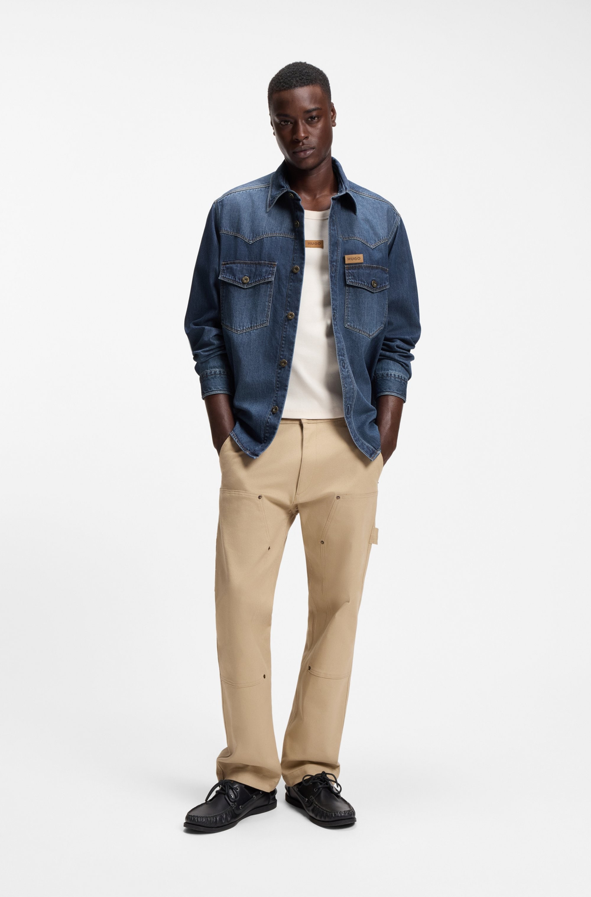 HUGO Chemise en jean »Ebant« coupe oversize, coton pur