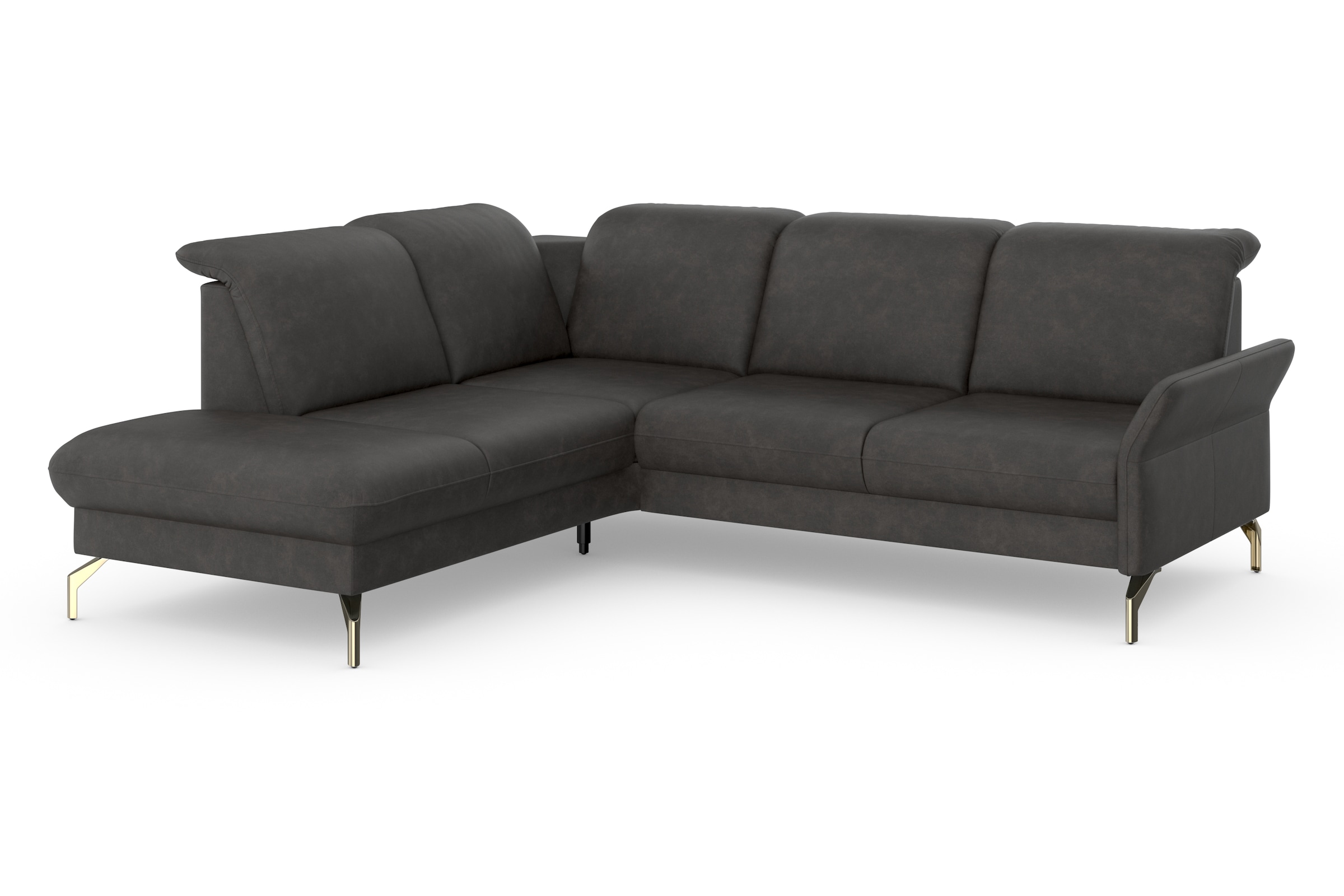 sit&more Ecksofa »Fashion L-Form«, wahlweise mit Kopfteilverstellung, Vorziehsitz, motorisch, Nickelfüsse