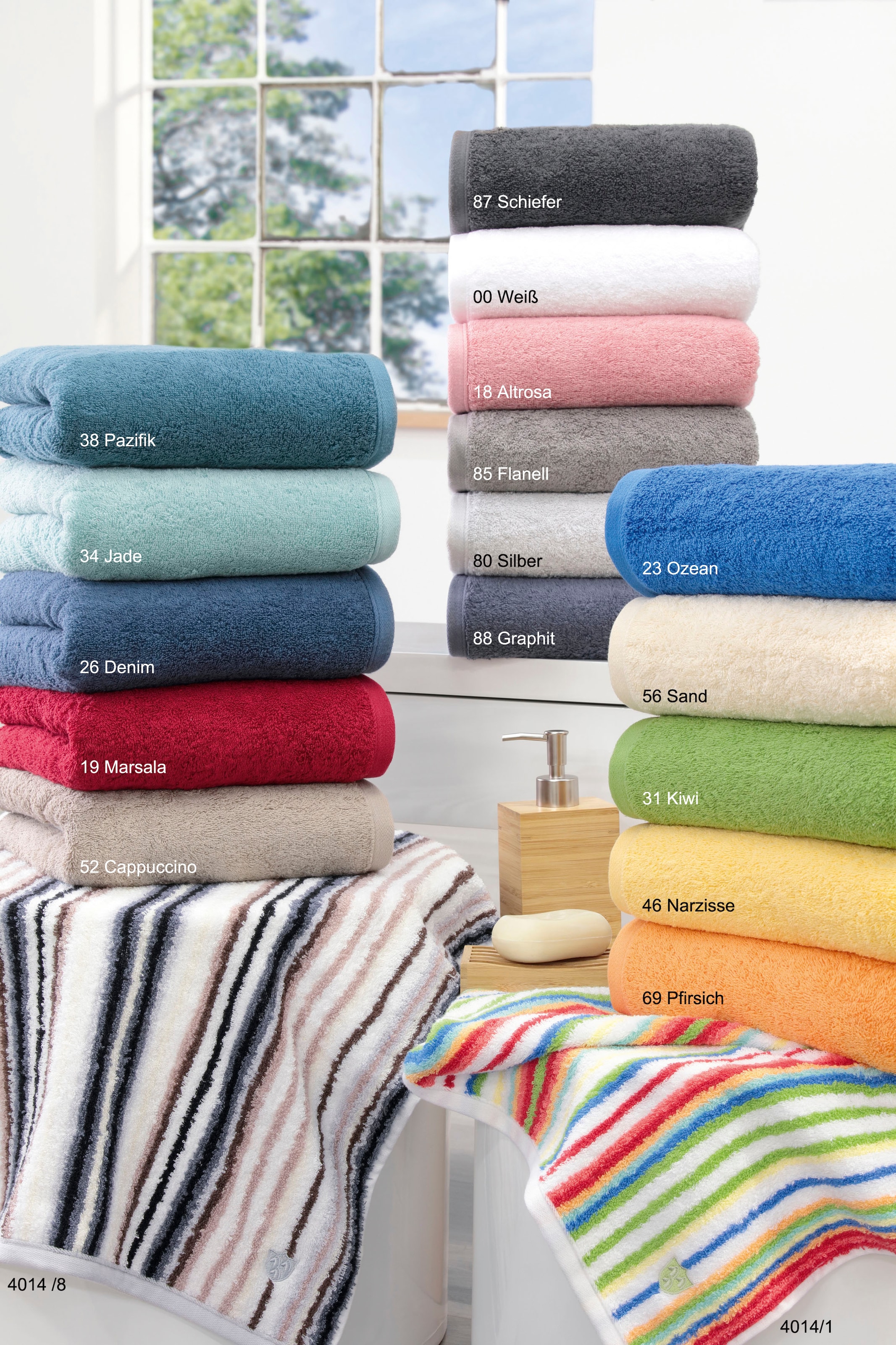 ROSS Handtuch »Multicolor«, (2 St.), mit Streifen und gesticktem ROSS-Emblem