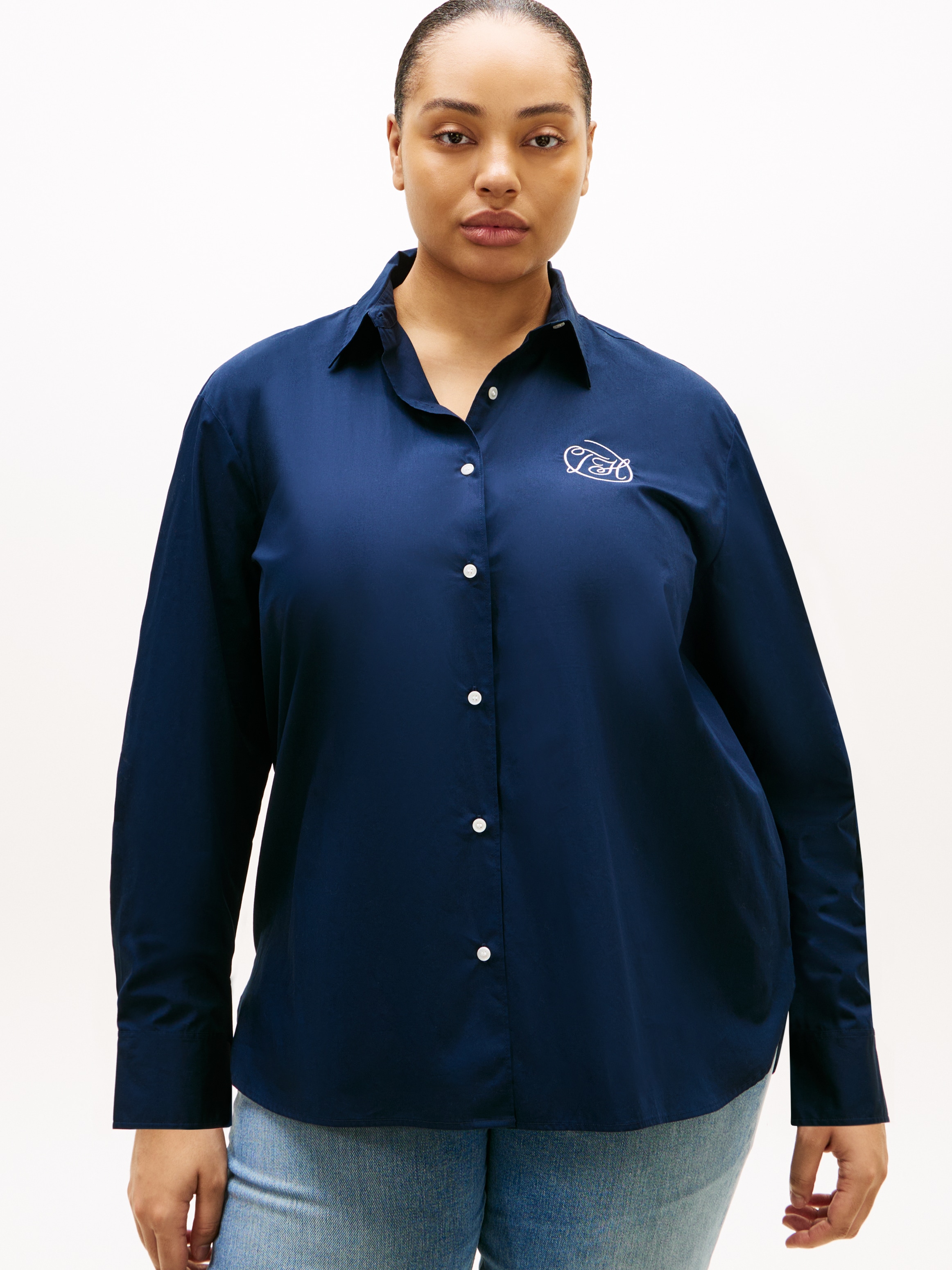 Image of Tommy Hilfiger Curve Hemdbluse "CRV COTTON EASY SHIRT" in grossen Grössen, Baumwolle