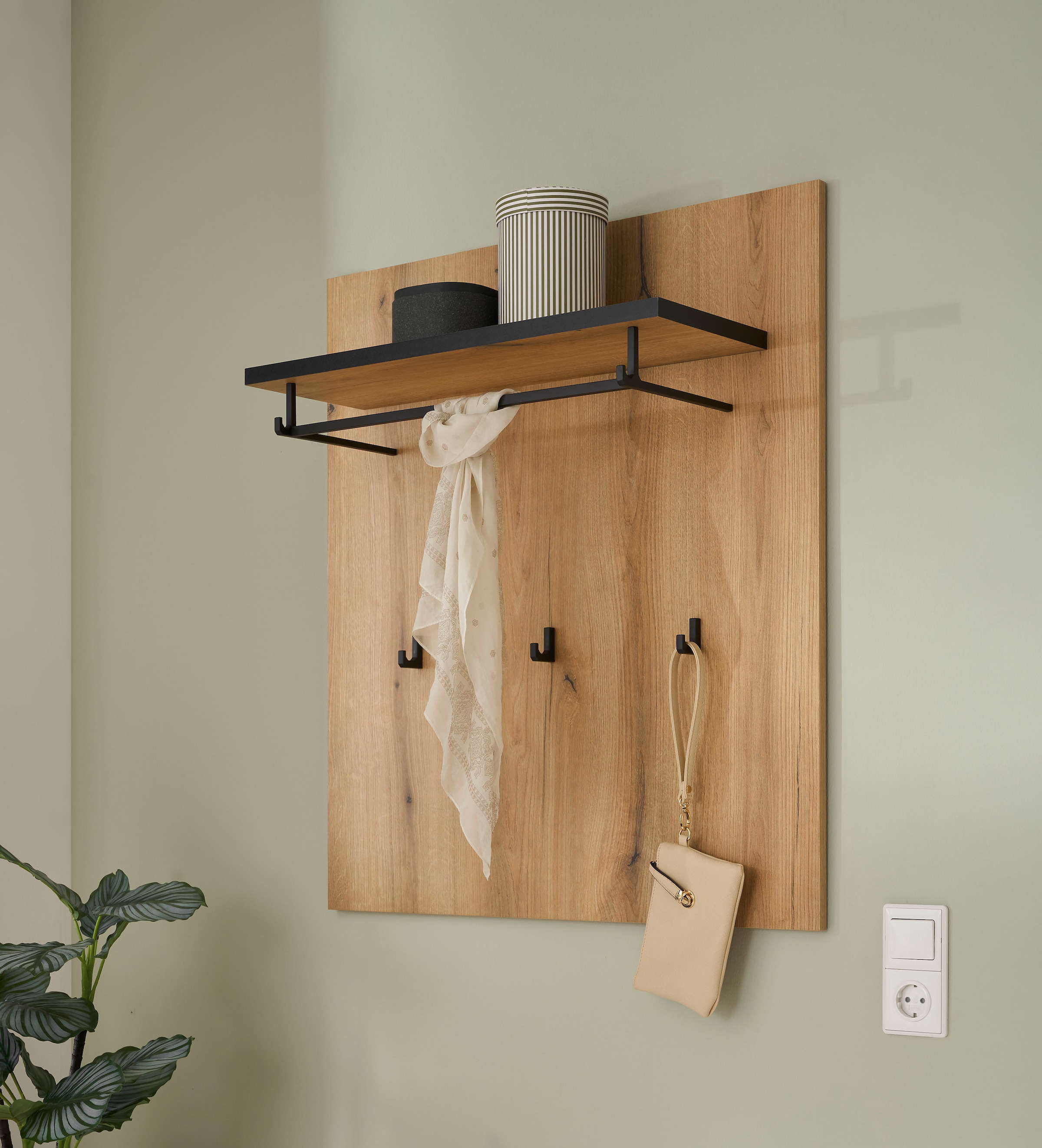 Home affaire Garderobenpaneel »Cantara, Wandregal, Flurgarderobe mit Hutablage, Kleiderstange & Haken« vielseitig einsetzbar, in zwei Farben verfügbar, 79 cm breit