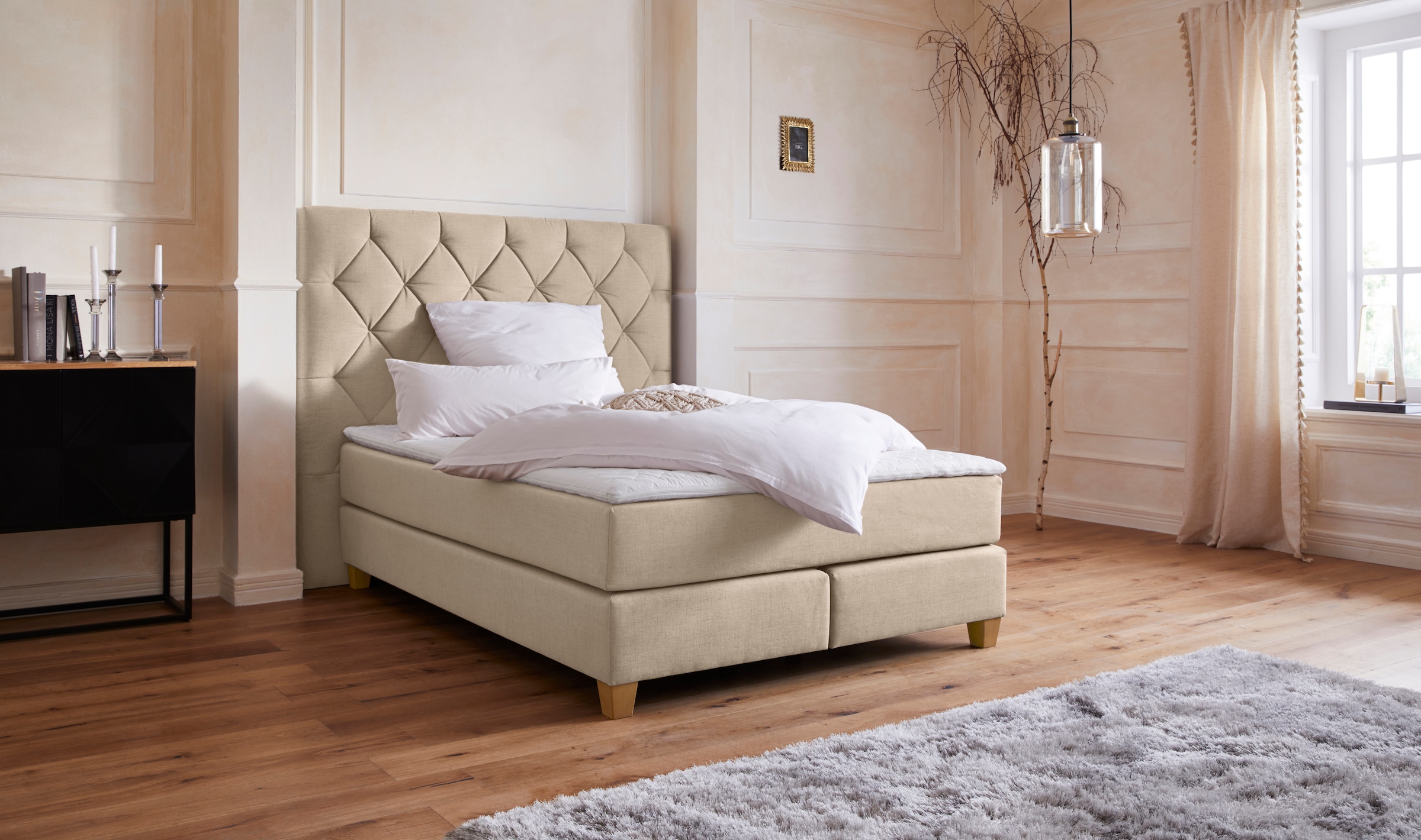 Image of Home affaire Boxspringbett "Harmones hoch" in 3 Breiten, Härtegrad auch im Mix mit je 1 Matratze in H2 und H3