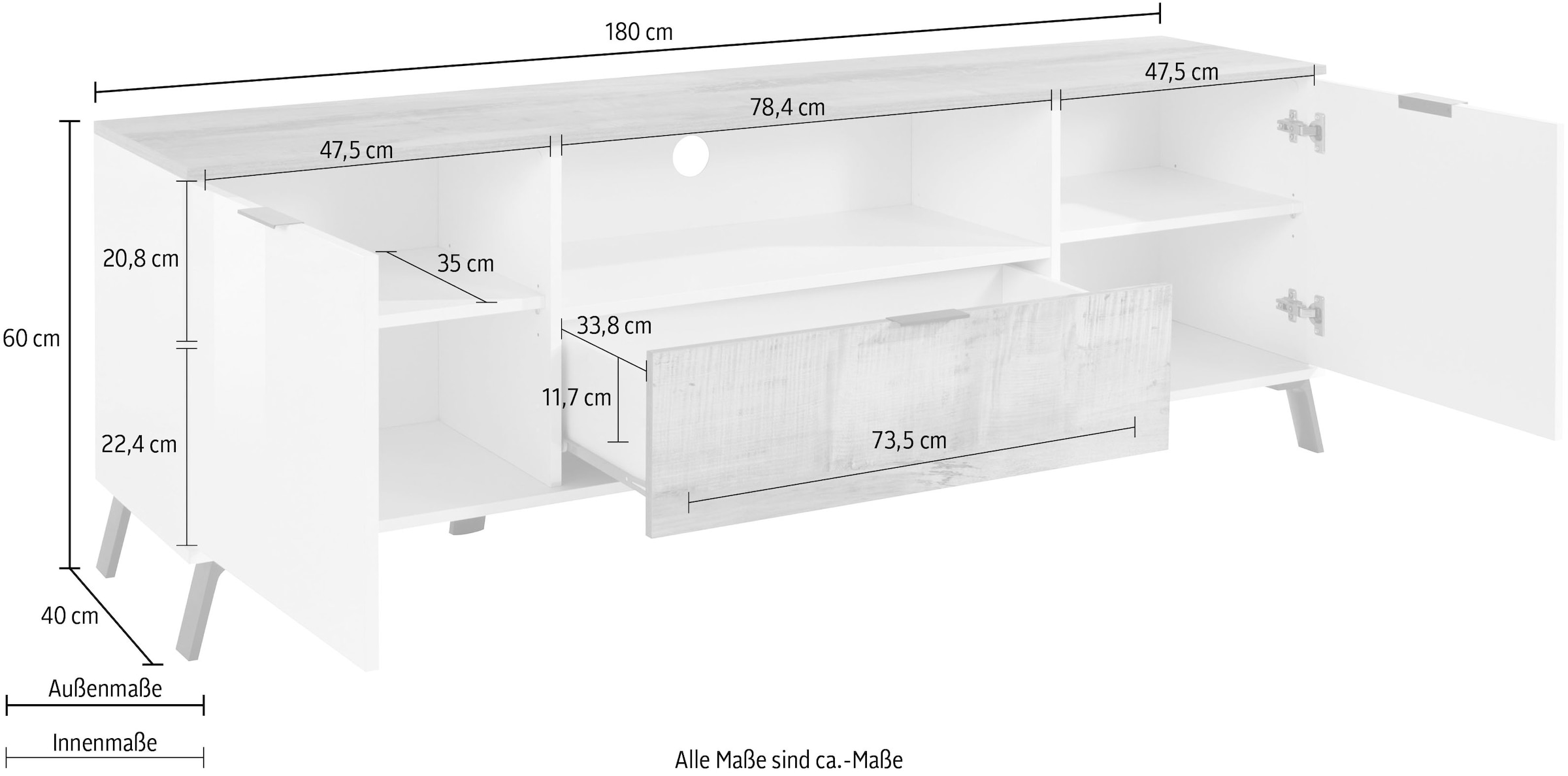 INOSIGN Lowboard »CASANOVATV-Board, TV-Schrank«, Breite ca. 180 cm