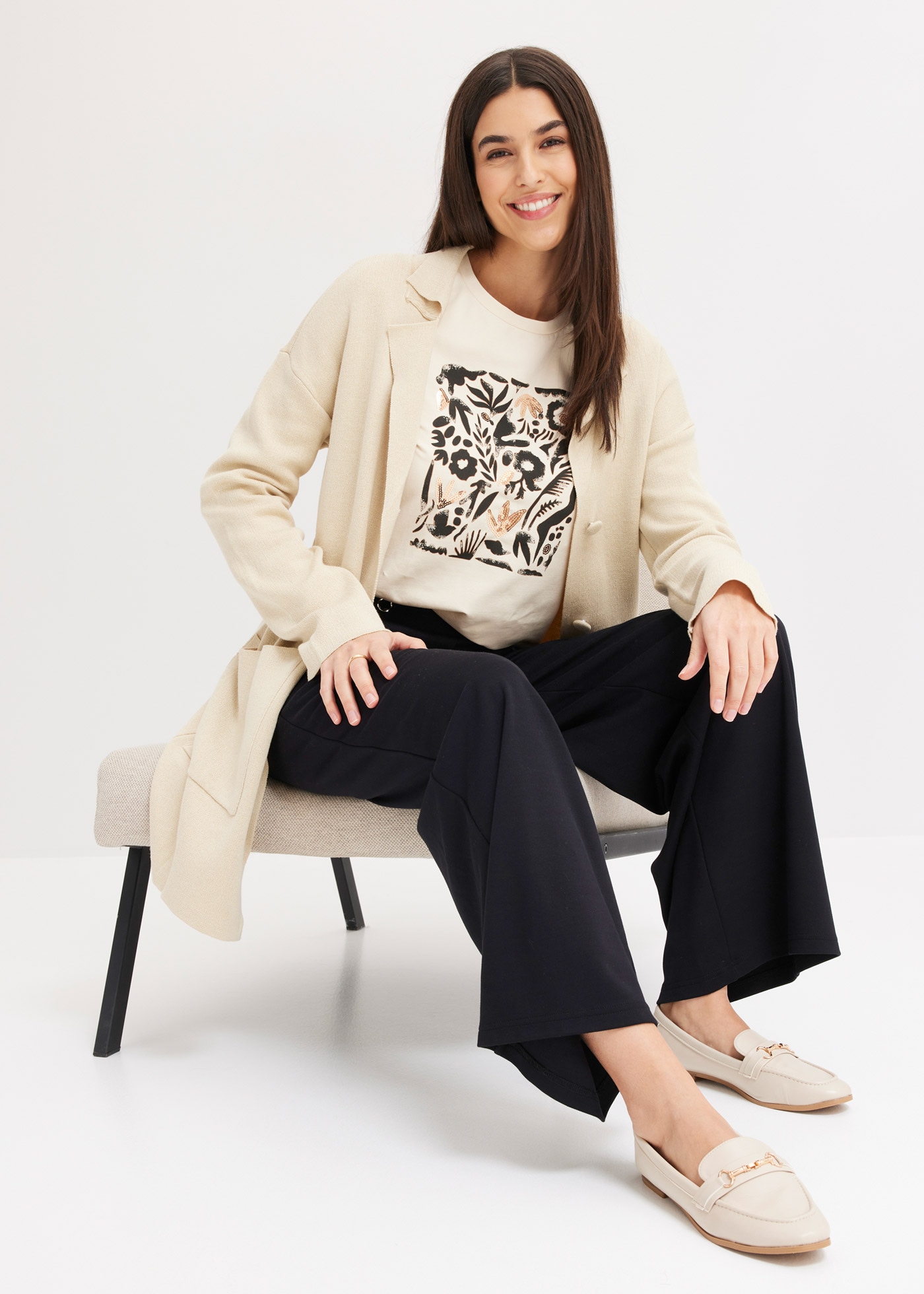 bonprix T-shirt à manches longues 1 Slim fit Passform, Langarm, für Frühling und Sommer