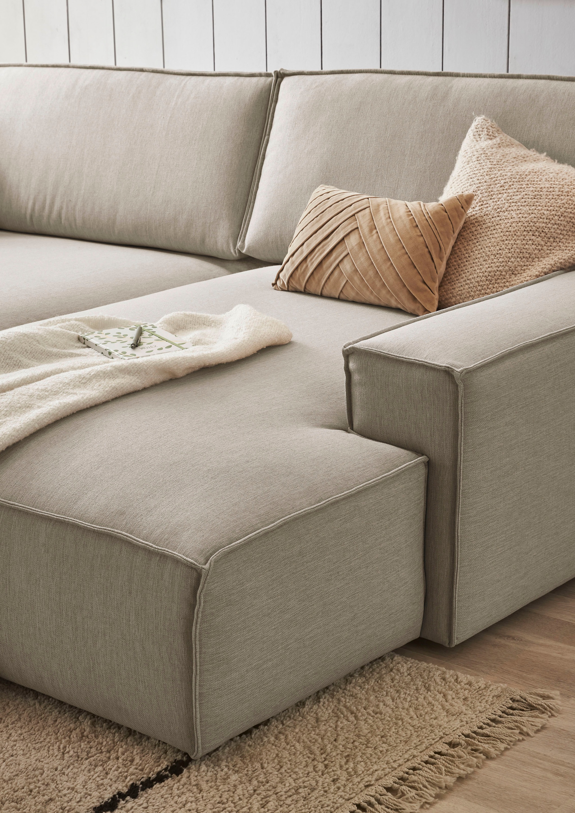 Home affaire Polsterecke »SHERWOOD XXL tief, L-Form, Schlaffunktion, Bigsofa, Cord, Leinenoptik« stellbar zum Schlafsofa (Krokodilverbinder), Cord, Leinenoptik,