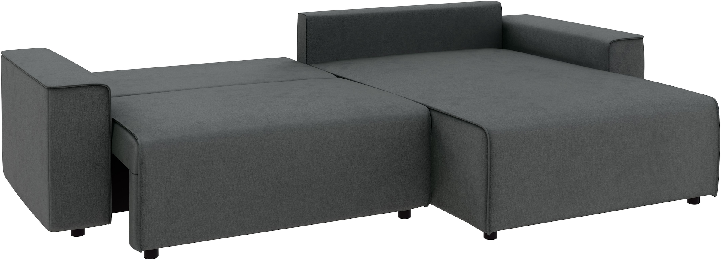 Home affaire Ecksofa »Chance, Recamiere beidseitig montierbar, Schlaffunktion, Breite 265 cm« in Struktur fein LINO, mit Schlaffunktion und Bettkasten