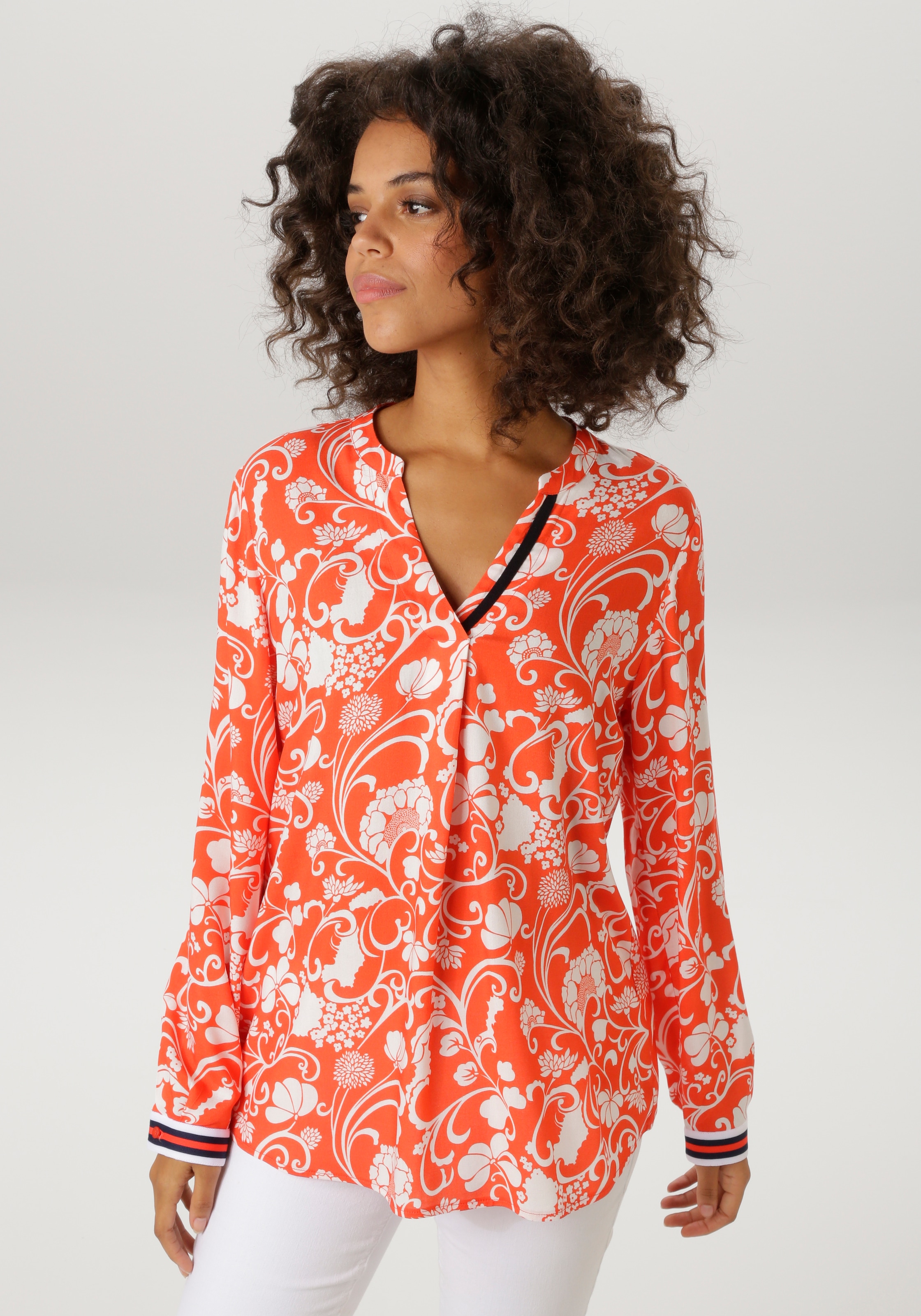 Image of Aniston CASUAL Schlupfbluse mit fantasievollem, grafischen Blumendruck
