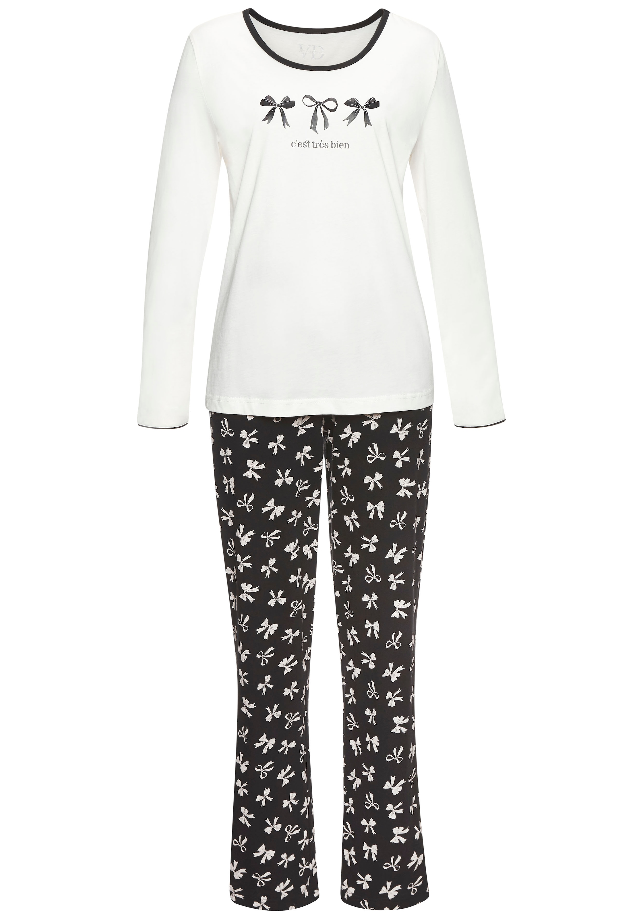 Vivance Dreams Pyjama Set, 2 cuis tlg., Mit süssem Schleifenmuster