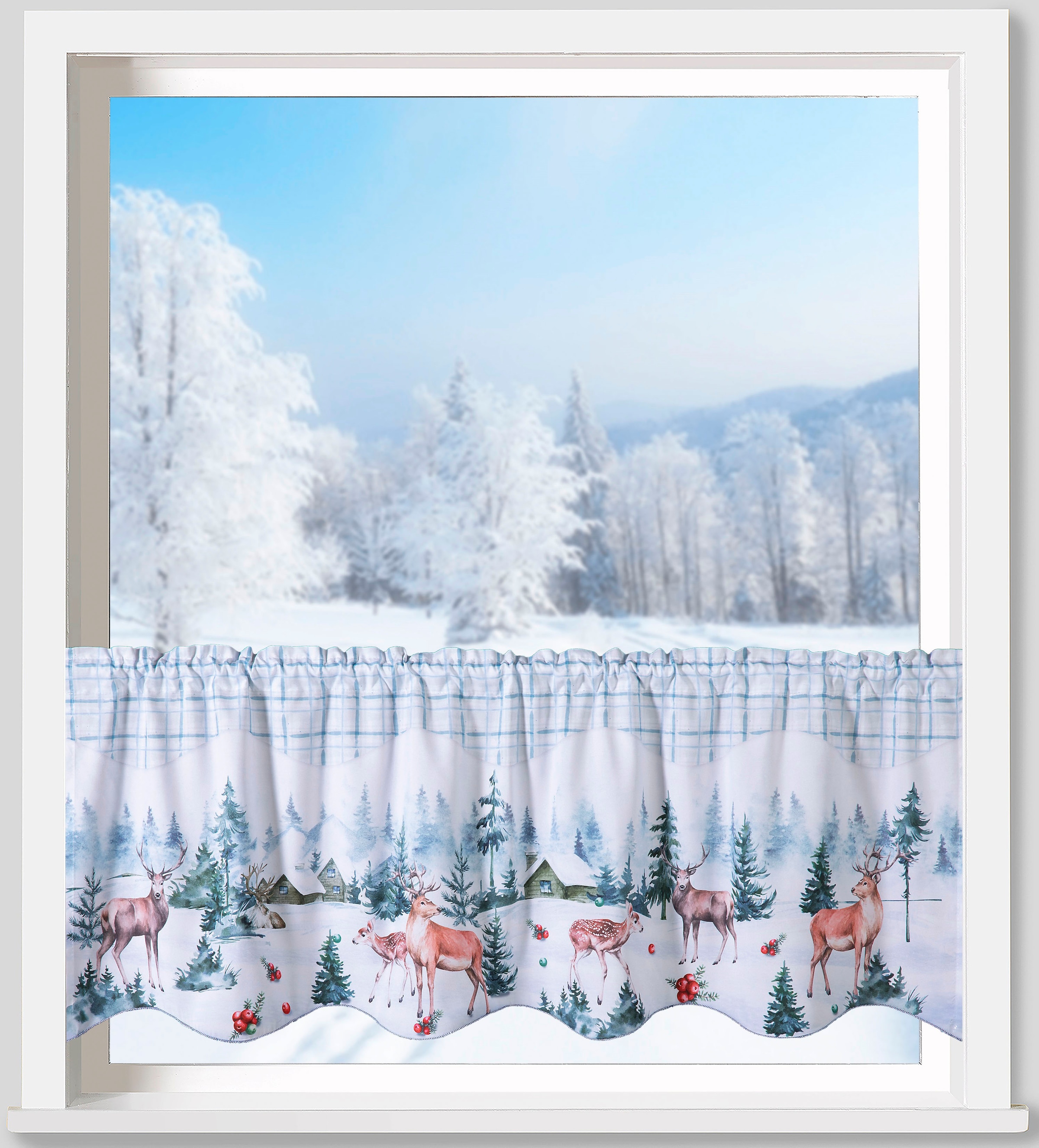 Weckbrodt Scheibengardine »Hayo« Stangendurchzug 1 Stk. tlg. Microsatin, blickdicht, Stabtunnel, HxB 45x120cm, Gardine, Store