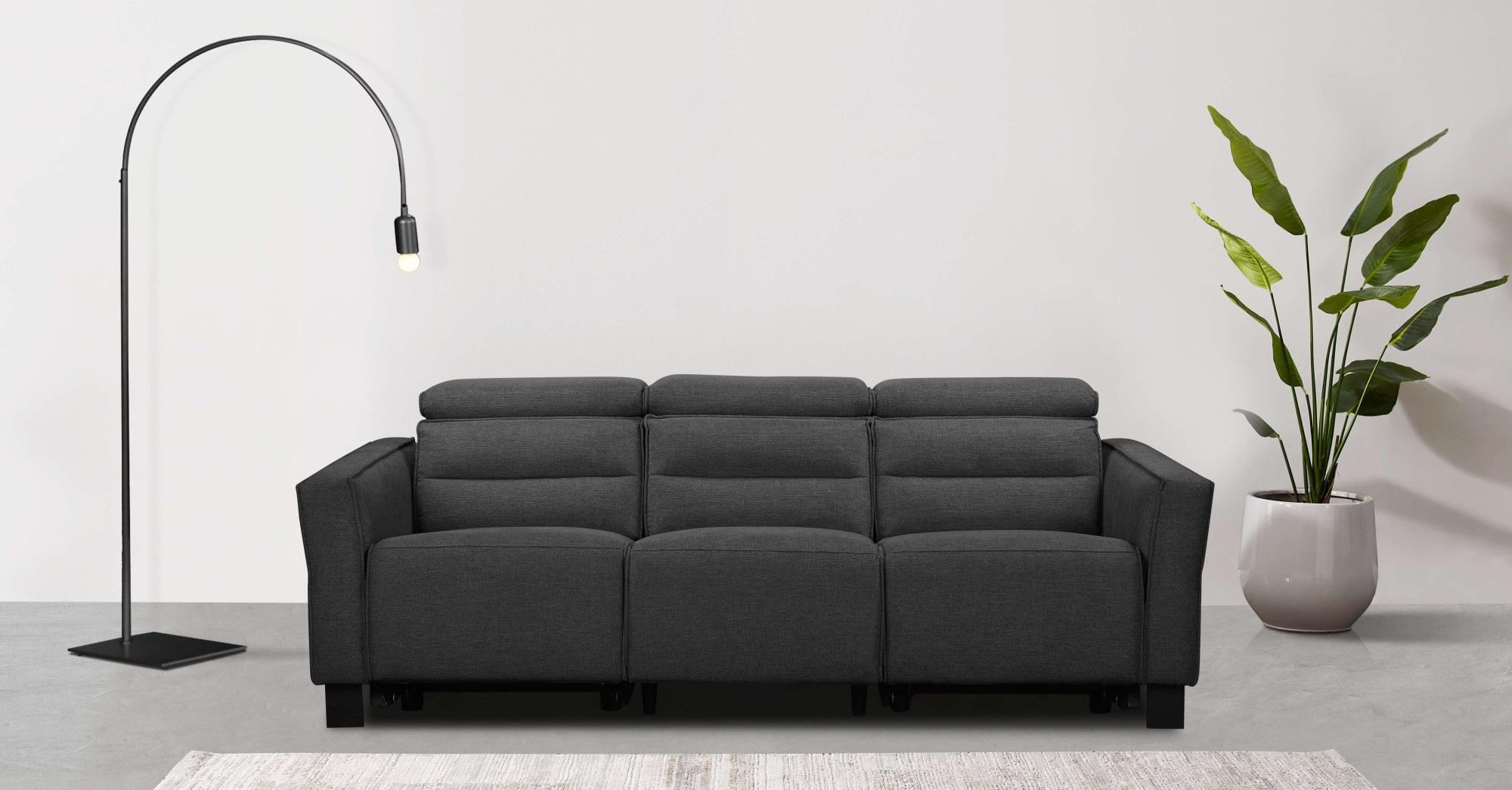 GOODproduct 3-places »Carpari, 224cm, manuelle od. elektrische Relaxfunktion in 2 Sitzen« avec USB-A/C, réglage de la tête de lit, cuir véritable, similicuir, tissu tissé