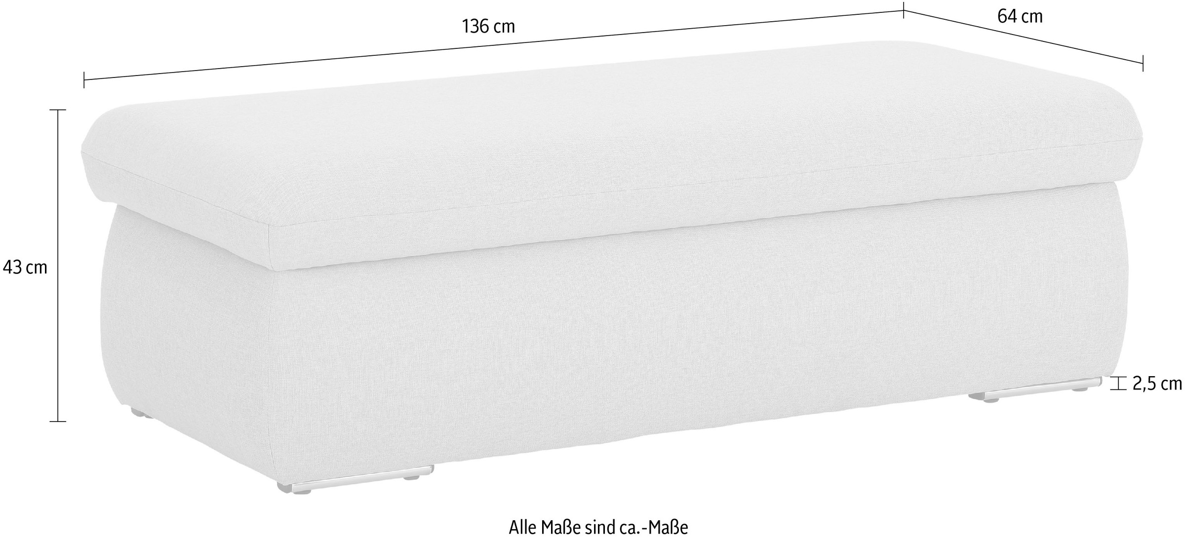 INOSIGN Polsterhocker »Avesa«, Mit grossem Staufach, passend zur Serie "Avesa", B/T/H: 136/64/43 cm