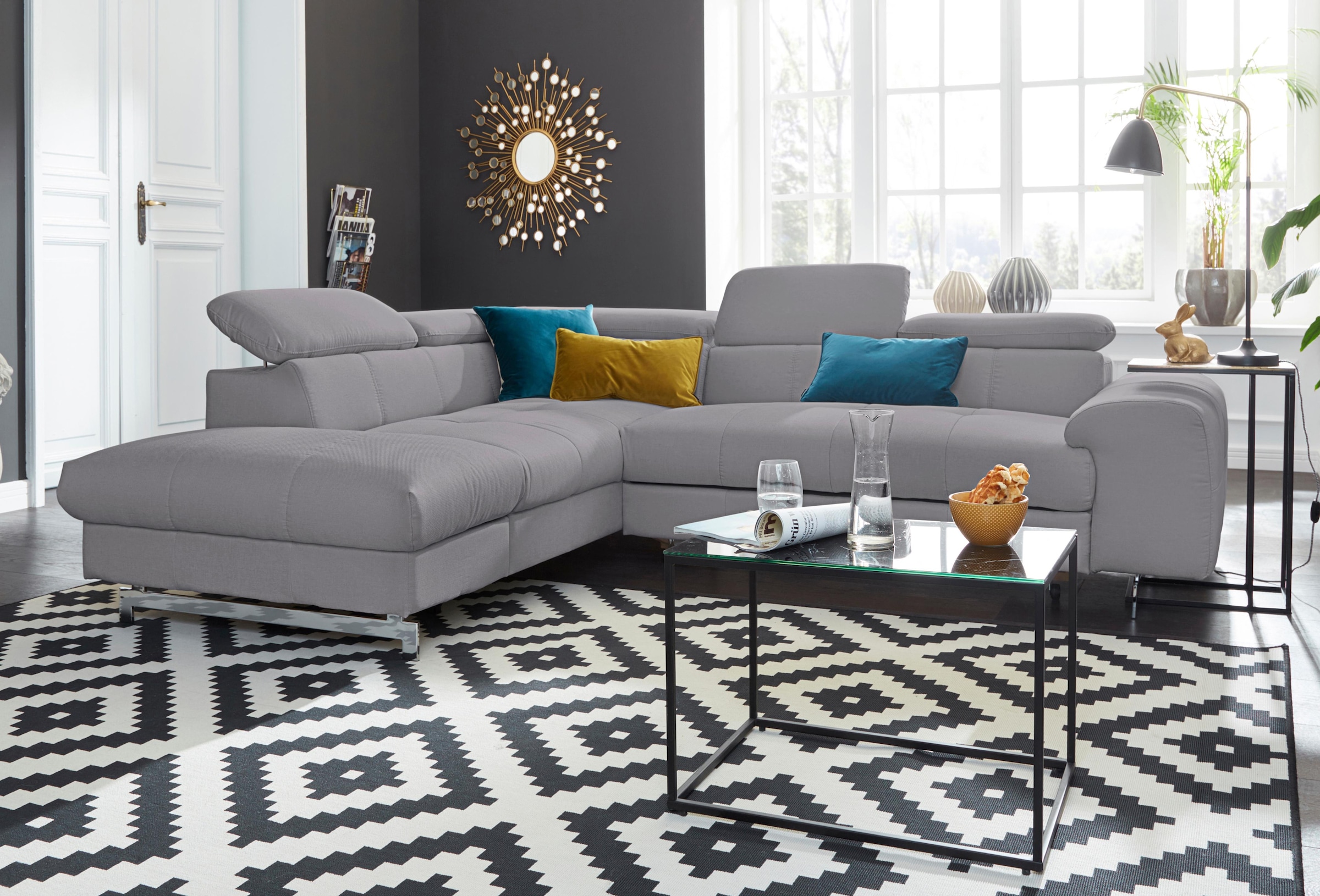 COTTA Ecksofa »Chef L-Form«, mit Kopfteilverstellung, wahlweise mit Bettfunktion