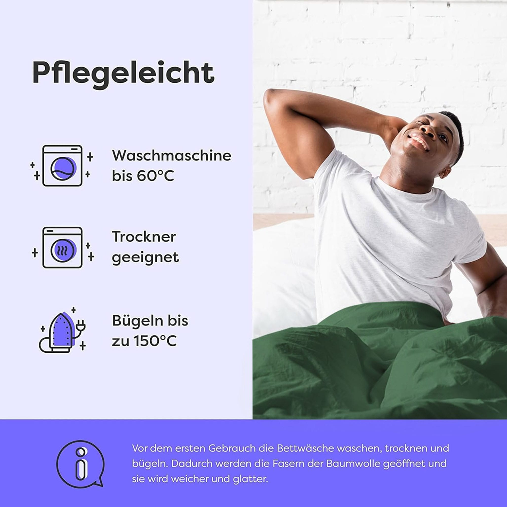 Wolkenfeld Linge de lit »Renforcé Bettwäsche Baumwolle - Natürlich weiches Schlafgefühl« 3 pièces 135x200 cm, 155x220 & Übergrössen I inkl. Kissenbezüge 80x80 I uni