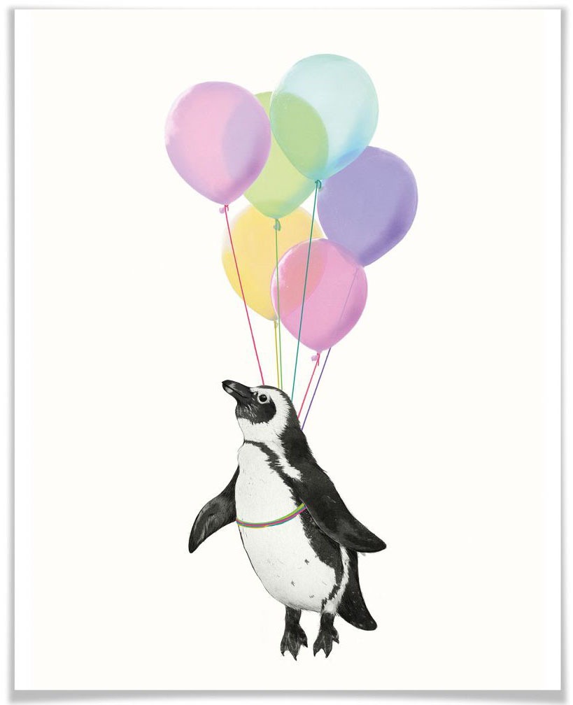 Image of Wall-Art Poster »Pinguin Luftballon«, Tiere, (1 St.), Poster, Wandbild, Bild, Wandposter bei Ackermann Versand Schweiz