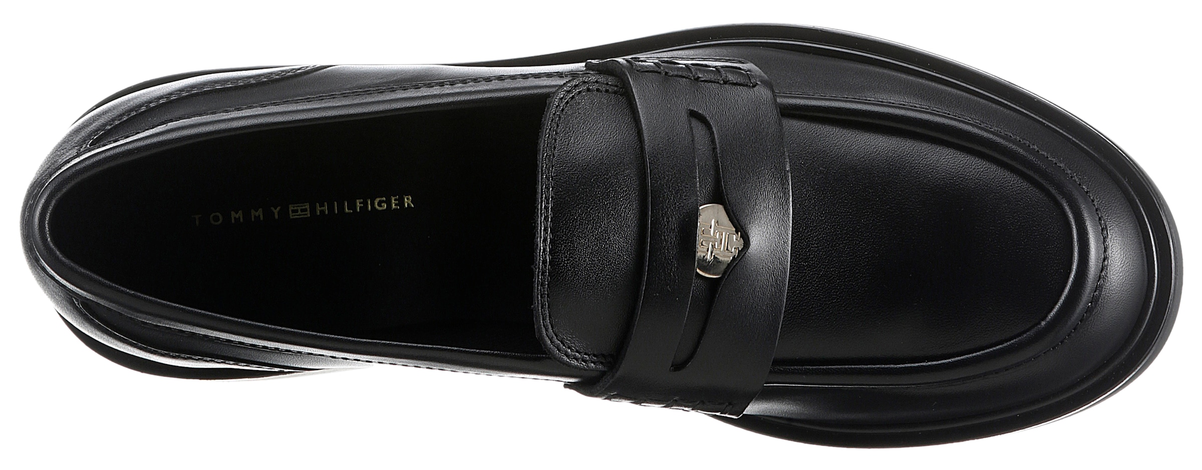 Tommy Hilfiger Loafer »TH PENNY LOAFER«, Businessmode, Blockabsatz, Slipper, Halbschuh mit Zierriegel