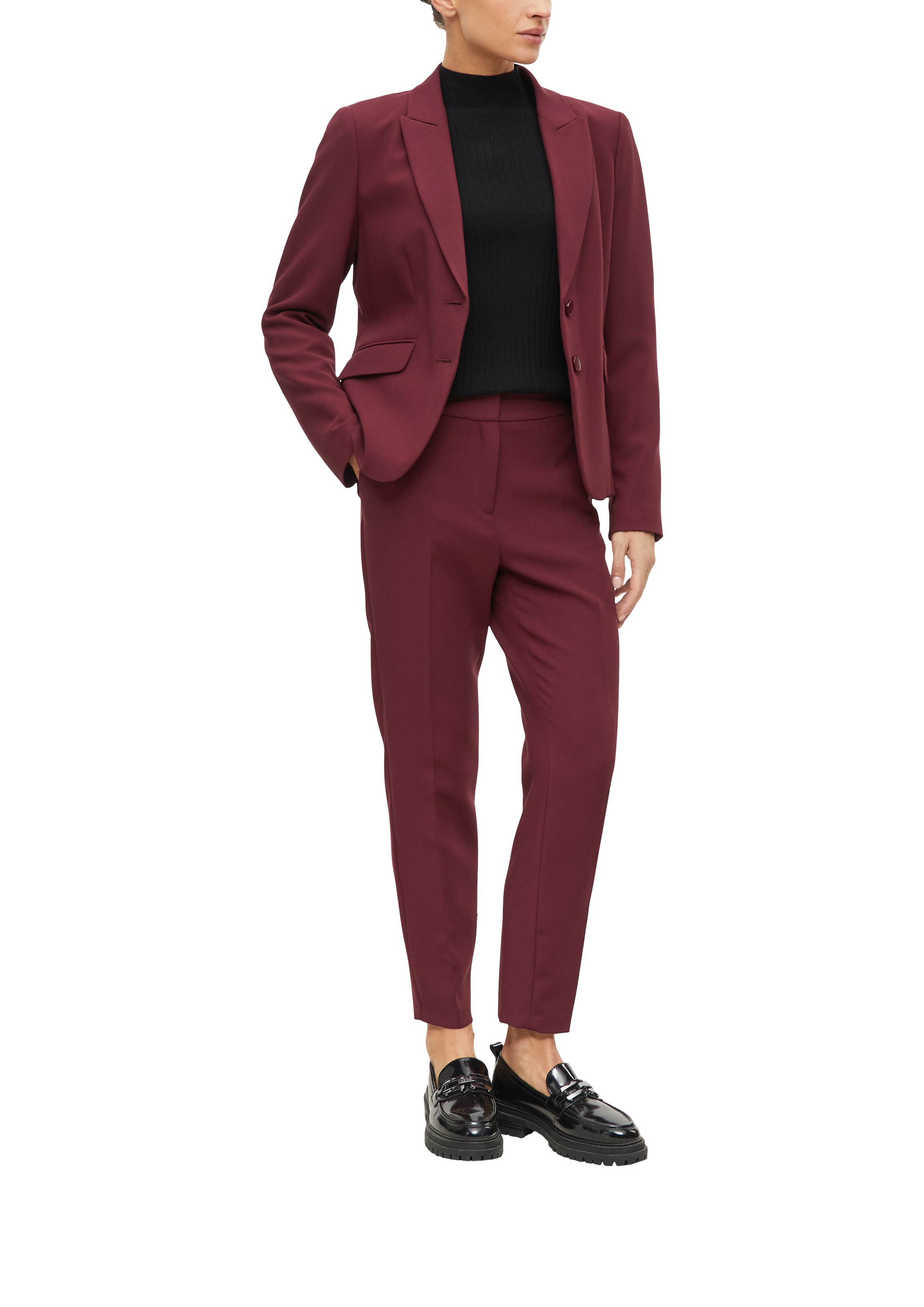 s.Oliver BLACK LABEL Stoffhose  mit elastischem Bund und Bundfalten / Viskose-Stretch