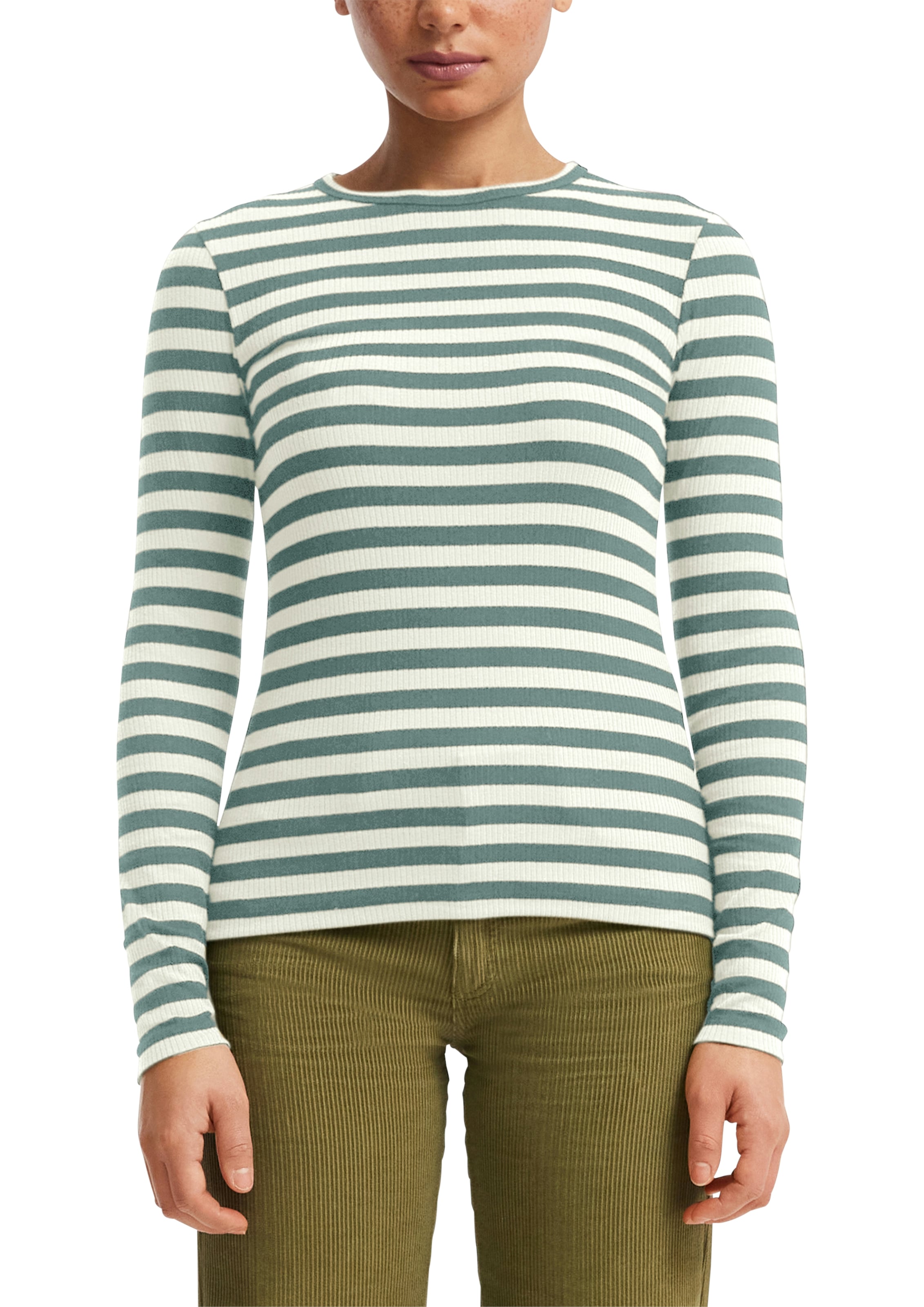 Image of QS Langarmshirt Sommershirt, geringelt, Ripp-Ware