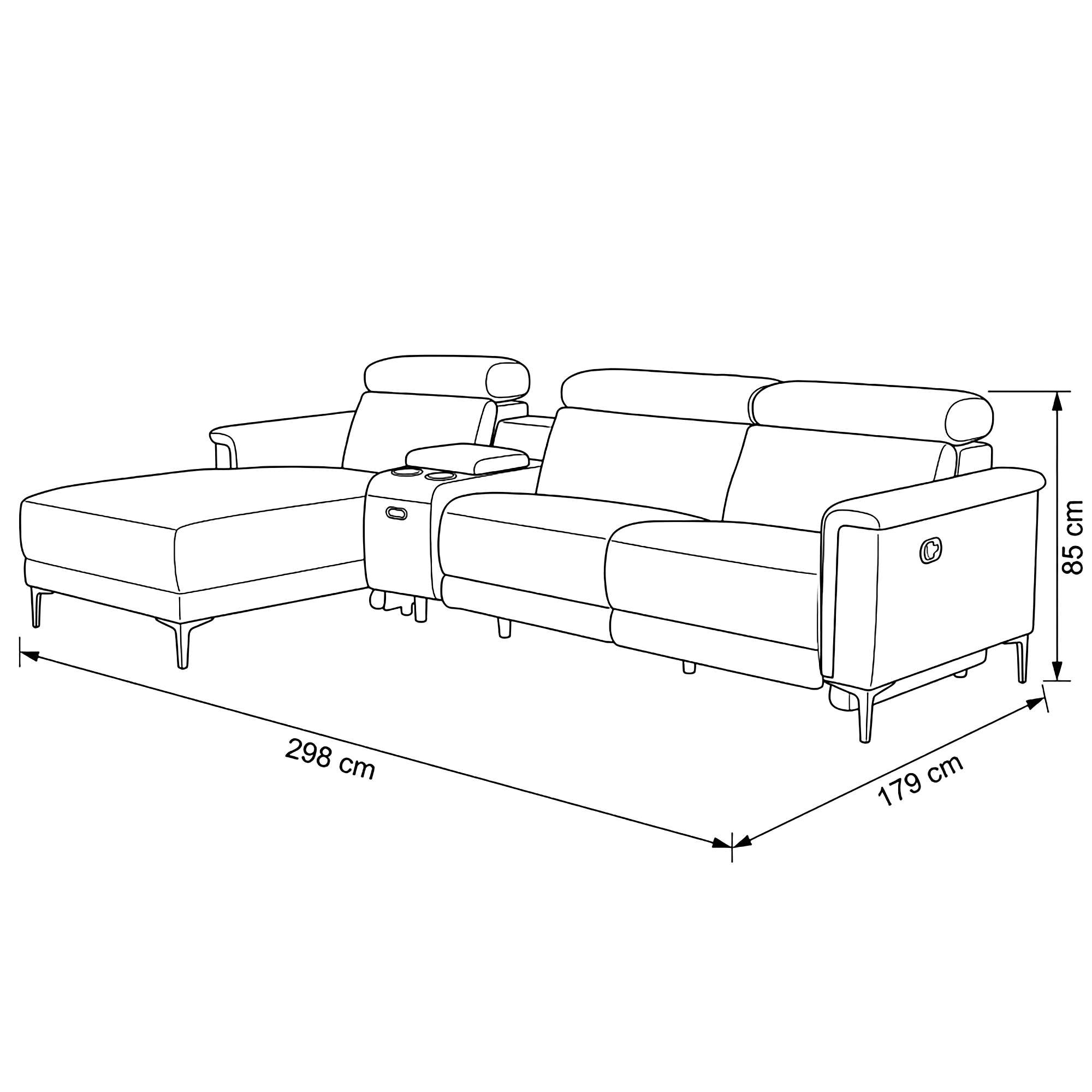 GOODproduct Canapé d'angle »LUND Kinosofa, L-Form, 298cm, man./elektr. Relaxfunktion (mit USB-A/C)« USB-A/C bei elektr.Variante, Kopfteilverstellg/Getränkehalter/Staufach