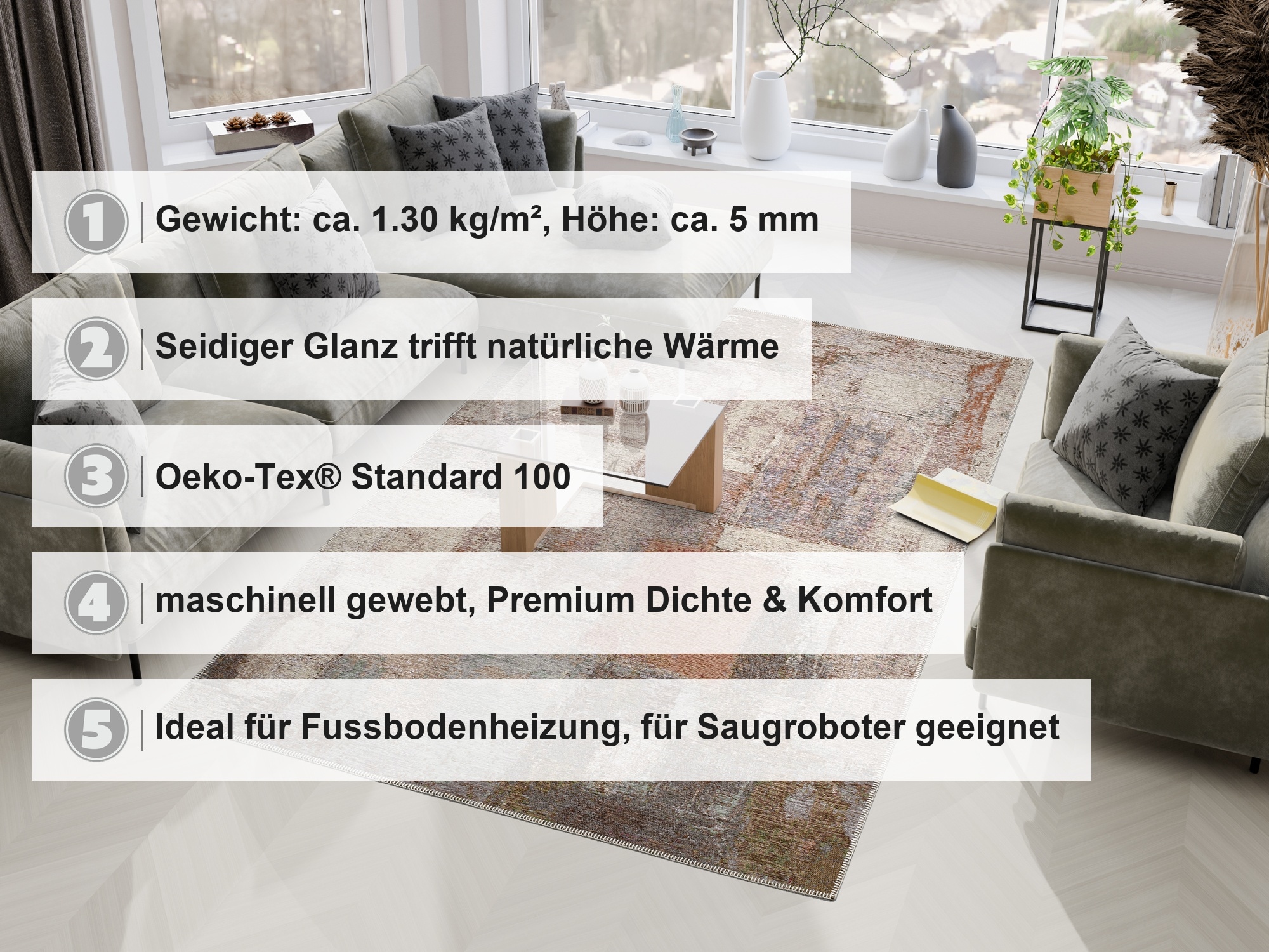 OCI DIE TEPPICHMARKE Teppich »ATLANTA TRACK« rechteckig 5 mm Höhe Flachgewebe, gewebt und robust