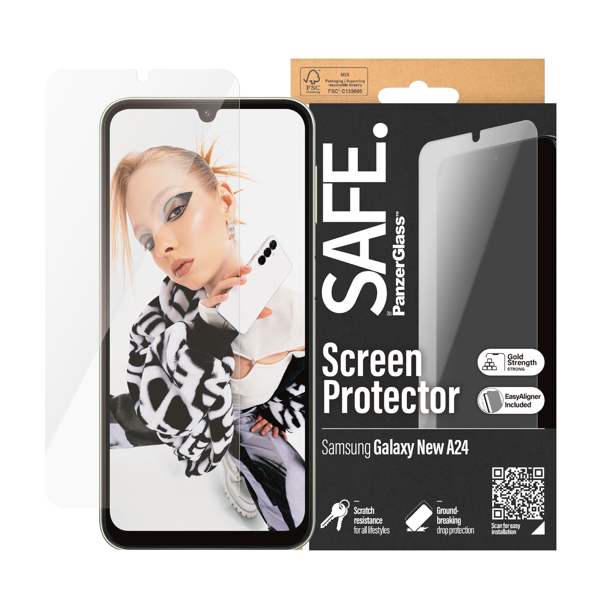 SAFE by PanzerGlass Displayschutzglas »Screen Protector für Samsung A24 5G, UWF«, für Samsung Galaxy A24 5G