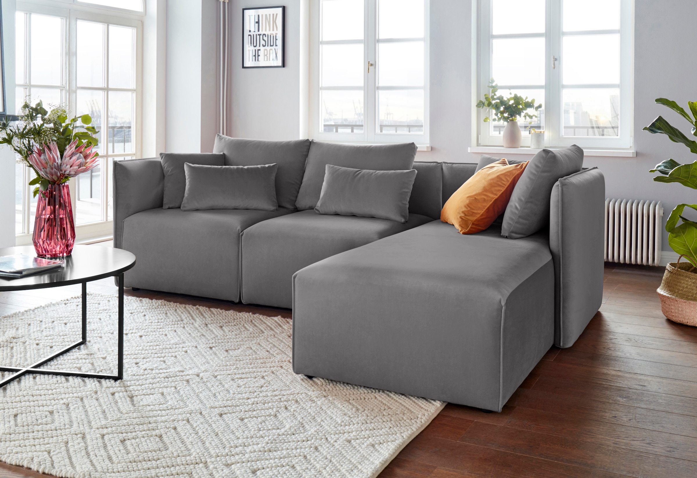 elbgestoeber Ecksofa »Elbdock«, (3 St.), zusammengesetzt aus Modulen, in vielen Bezugsqualitäten und Farben