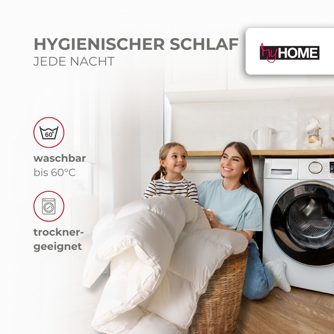 my home Microfaserbettdecke »Baca, Bettdecke 135x200 cm, 155x220 cm und weitere Grössen«, warm, Füllung aus hochwertiger 6D-Hohlfaser, Bezug Polyester, (1 St.), Bettdecken, Sommer, Winter, 4-Jahreszeiten, Decke