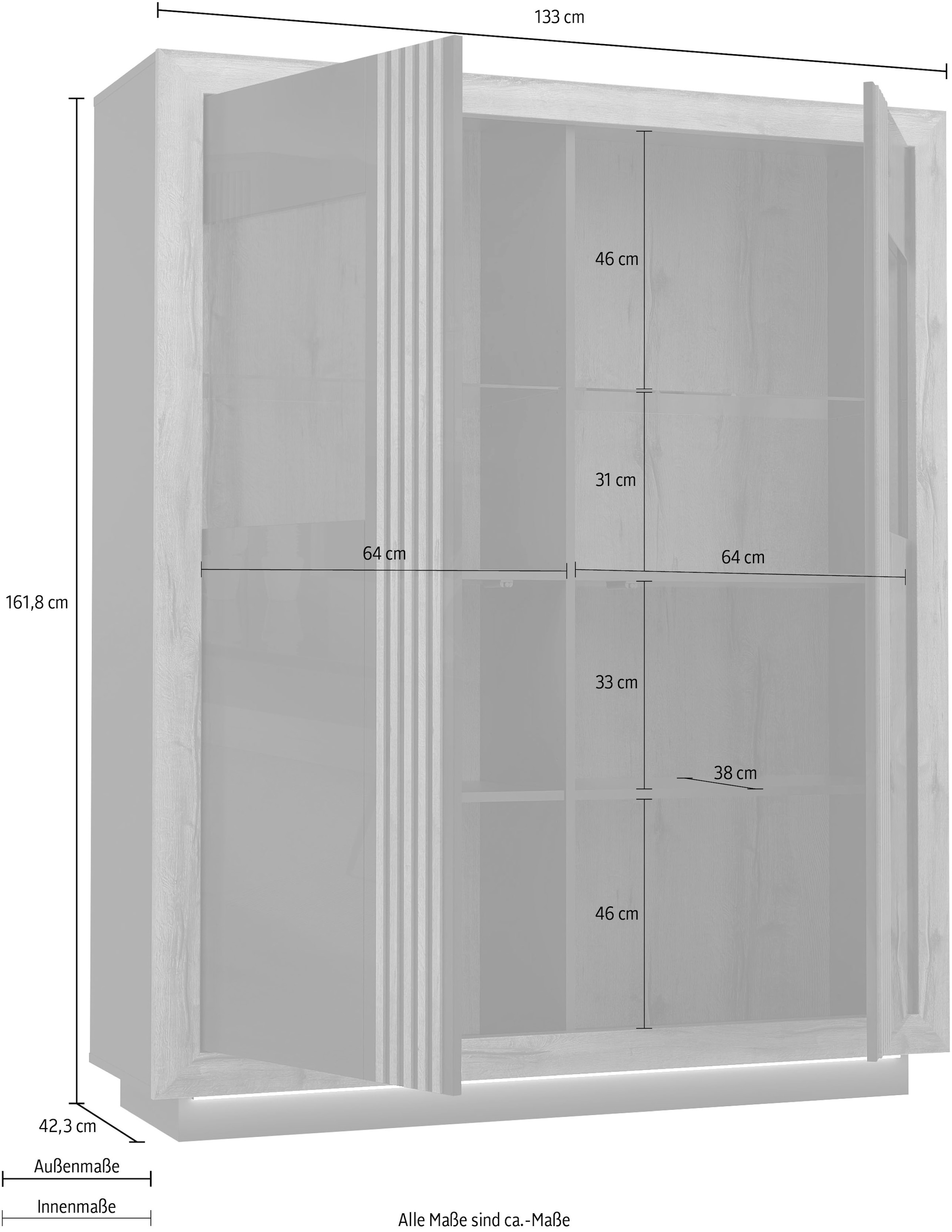 FORTE Highboard »Savona« Höhe 161 cm, inkl. Sockelbeleuchtung