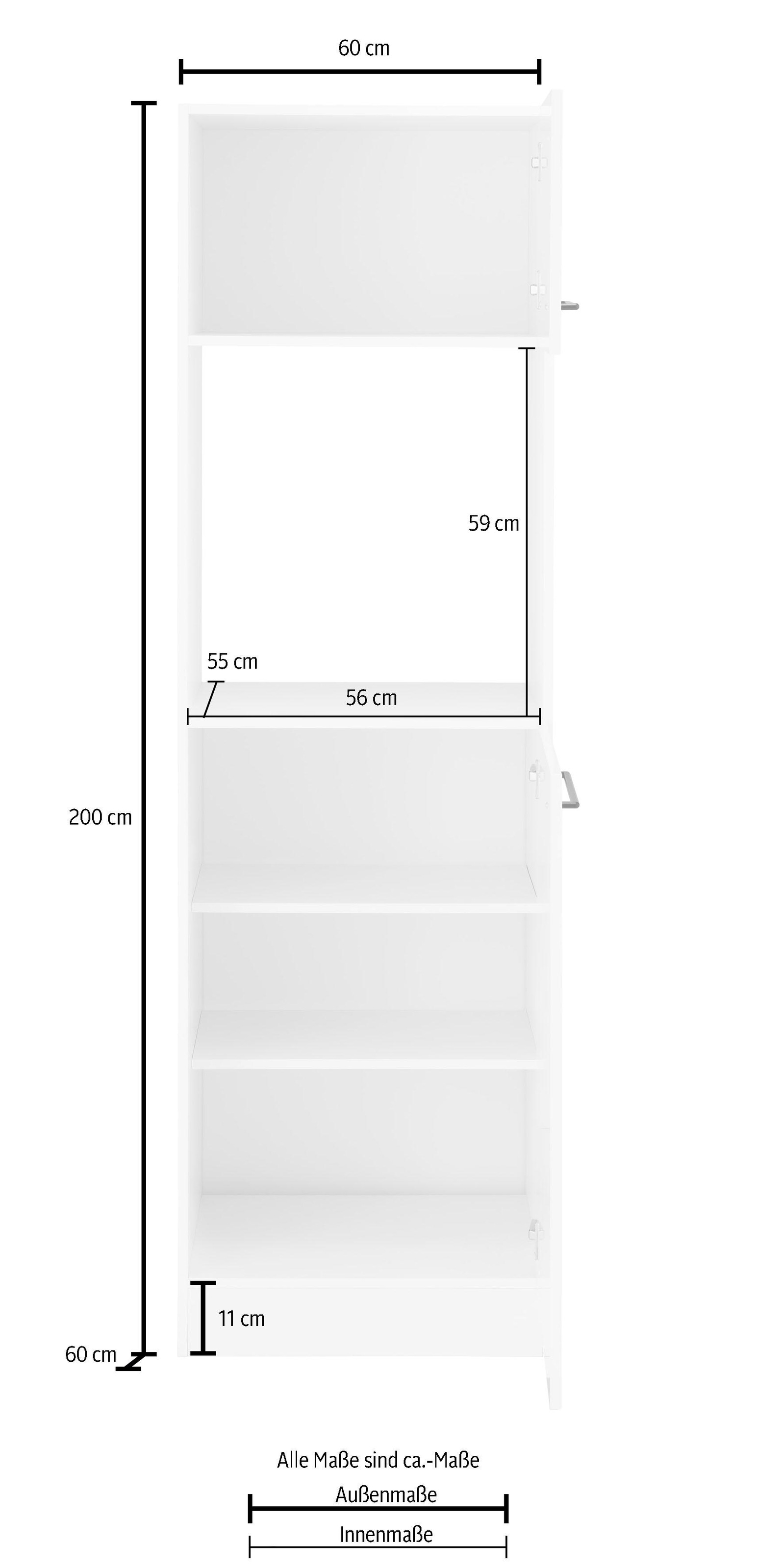 ♕ HELD MÖBEL Backofenumbauschrank 200 breit, auf Metallgriffe »Tulsa«, 60 Einbaubackofen, schwarze versandkostenfrei für hoch, cm cm