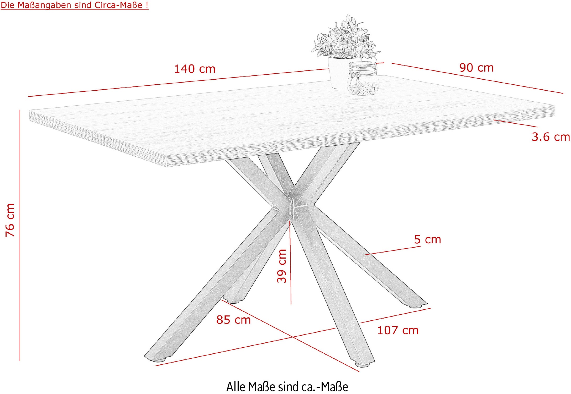HELA Essgruppe »SPREE« 4 Stk. tlg. Esstisch 140x90 cm mit Dickkante, Microfaserbezug,